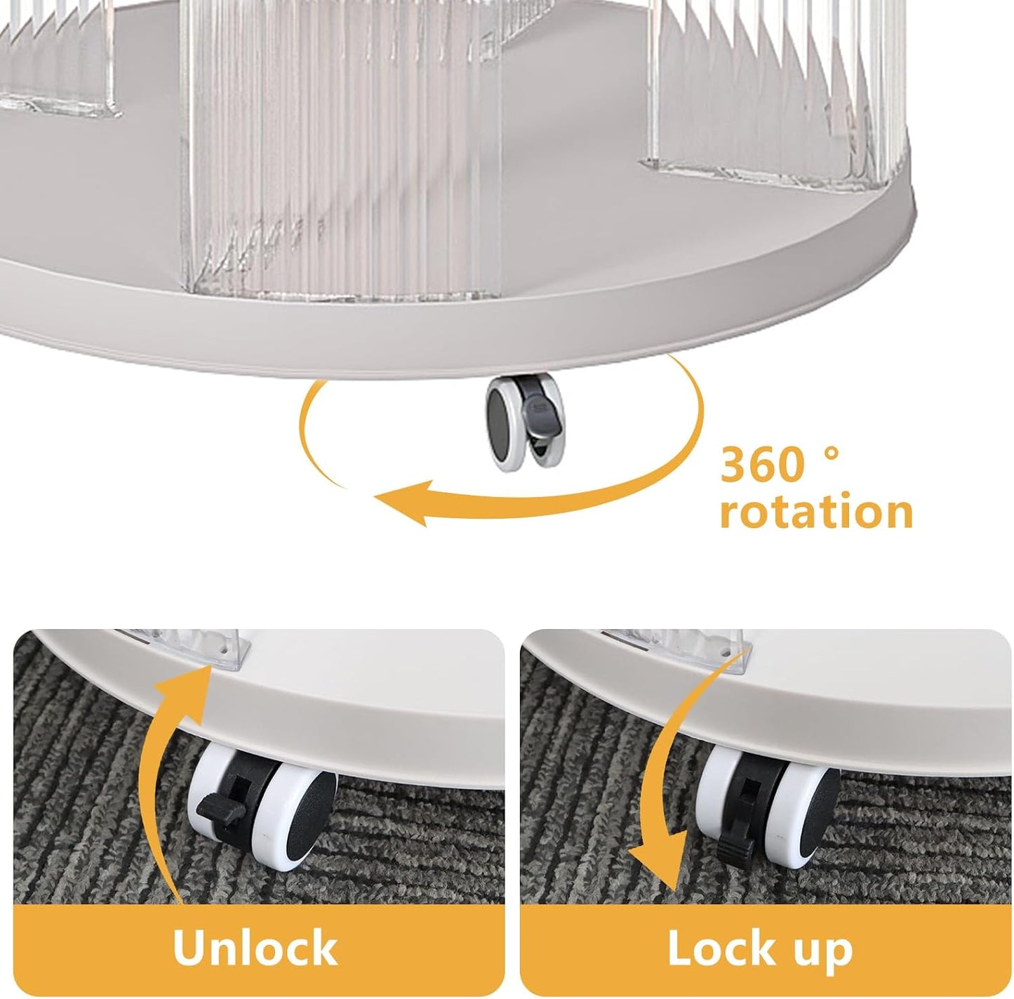 Rotating Bookshelf, 360°Display Spinning Rolling Bookshelf Tower, 3 Tiers Moveable White Small Mobile Corner Bookcase Suitable for Bedrooms, Living Looms, Offices, and Study Rooms
