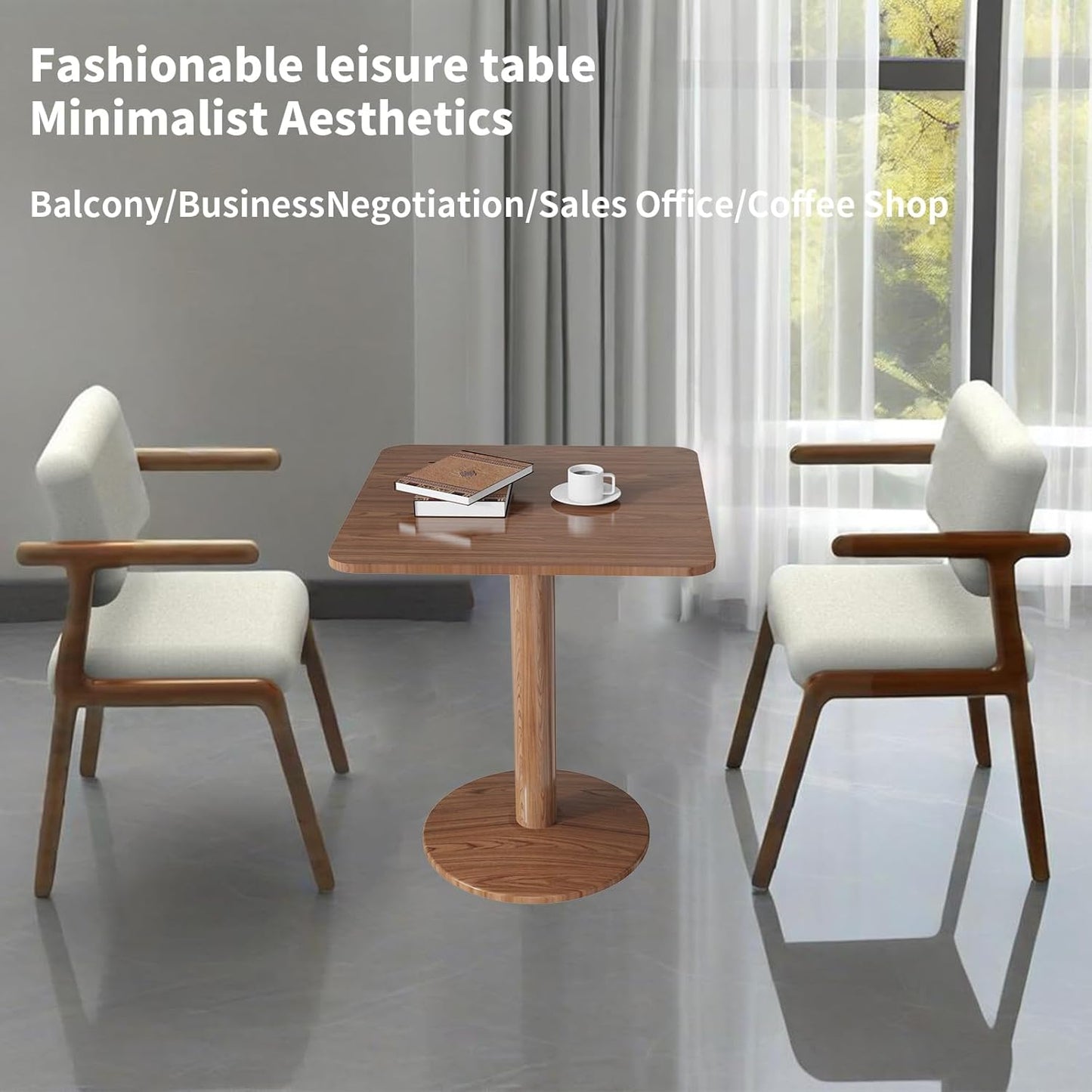 23.62" Mid-Century Modern Square Dining Table for 2 People, Small Dining Room Table with Sturdy Pedestal, Square Kitchen Table for Dining Room, Kitchen, Living Room, Restaurants, Cafes