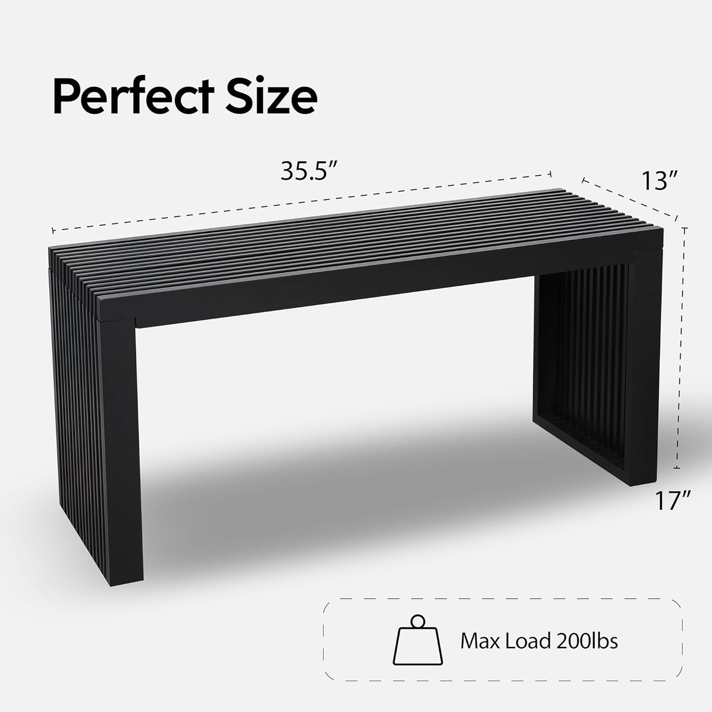 Bamboo Natural 36 inch Wooden Bench, Small Wood Benches for Entryway, Living & Dining Room, Kitchen, Bedroom, Bathroom, Hallway, Front Door, For Indoor & Outdoor Patio Use, Mid Century Modern Decor