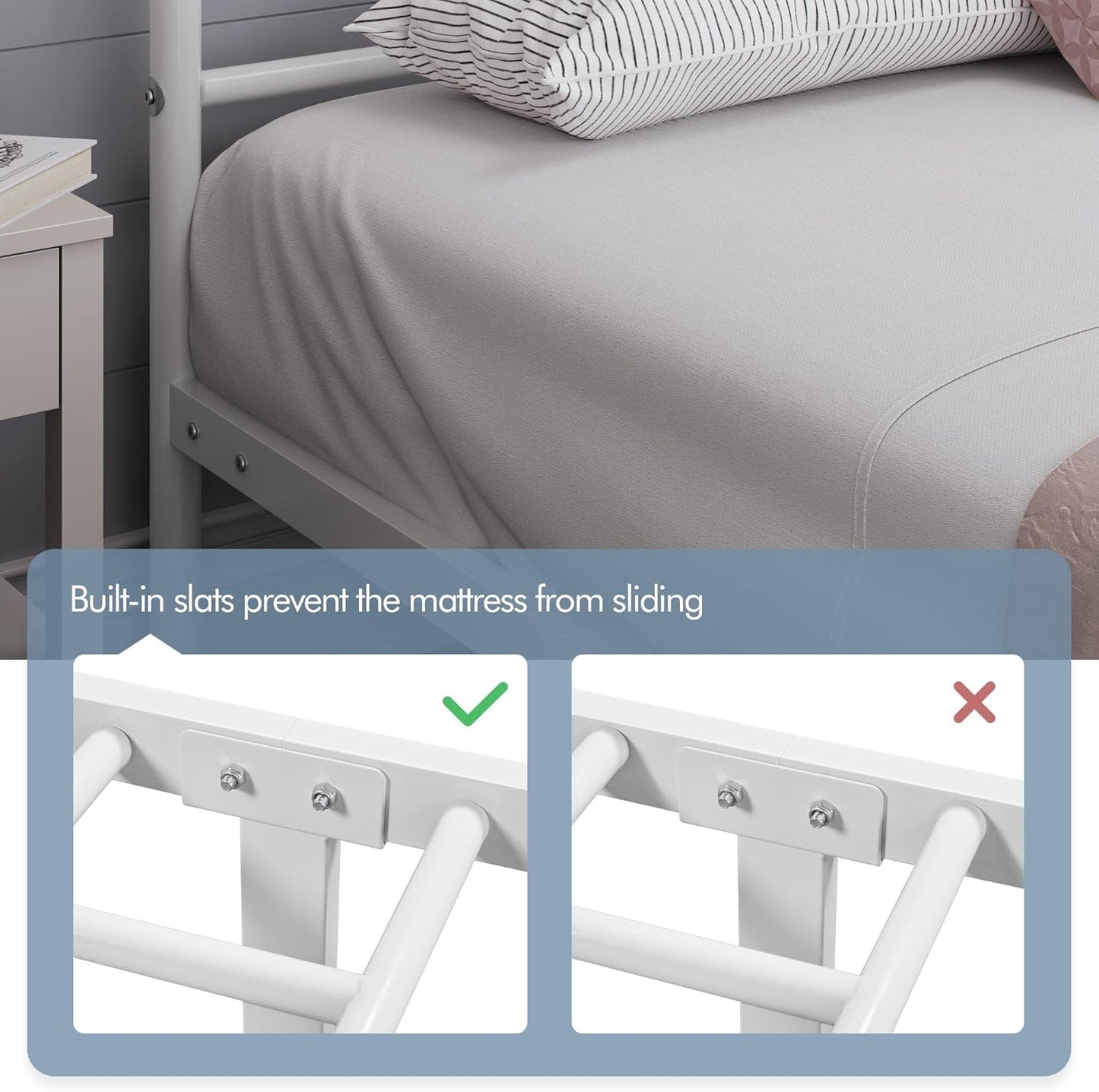 Yaheetech Metal Full Size Bed Frame, Platform Bed Frame, Mattress Foundation with Curved Design Headboard & Footboard, NO Box Spring Needed, Heavy-Duty Support, Easy Assembly, Full, White