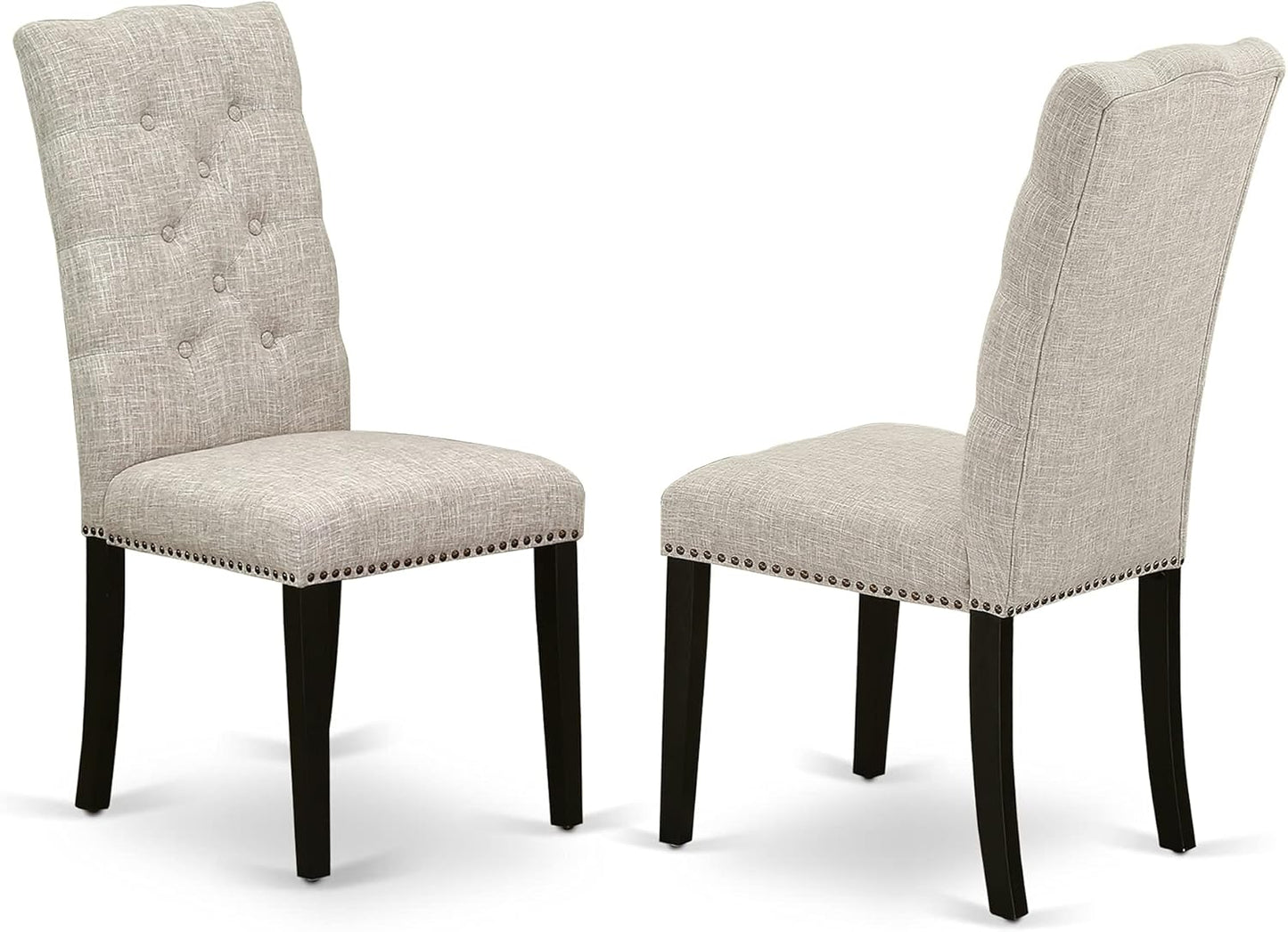 East West Furniture X677EL635-7 7 Piece Dining Table Set Consist of a Rectangle Kitchen Table with X-Legs and 6 Doeskin Linen Fabric Parson Dining Room Chairs, 40x72 Inch, Multi-Color