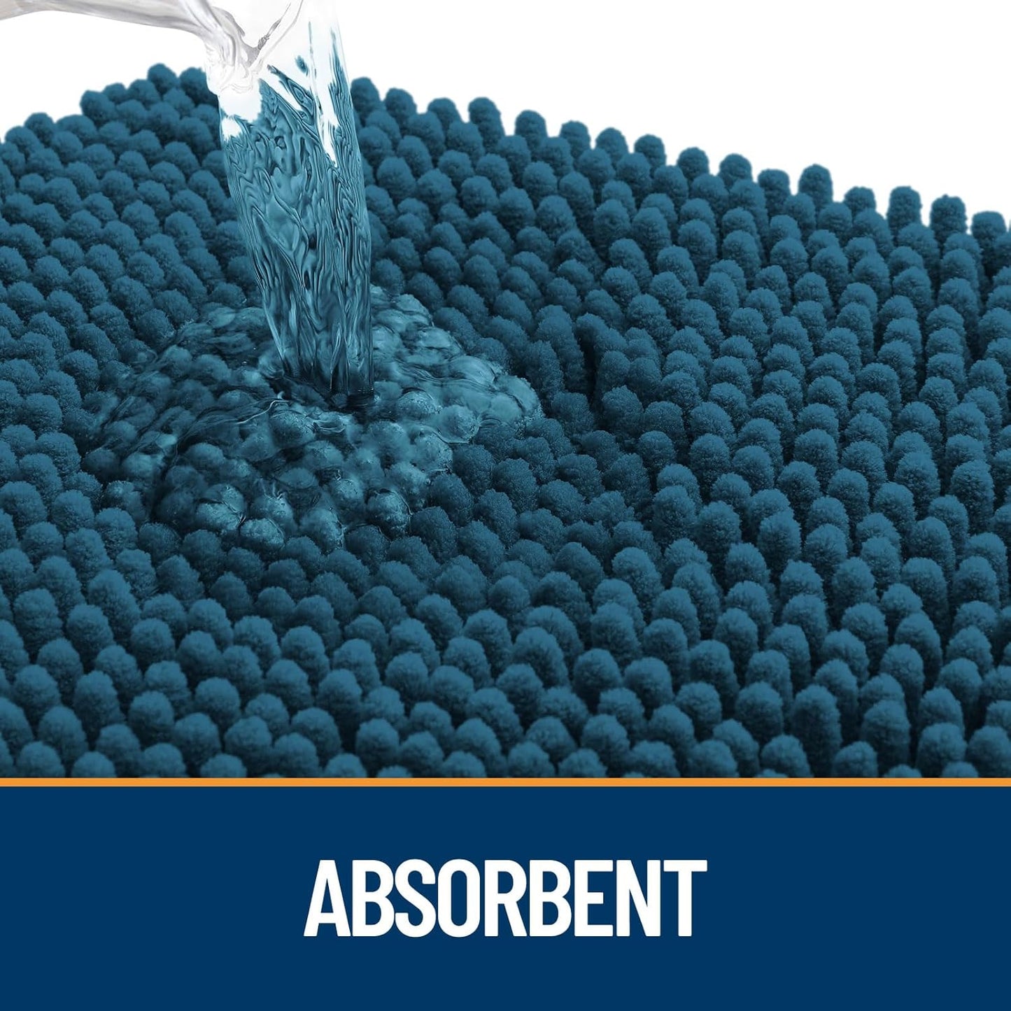 OLANLY Door Mat for Muddy Dog Paws 36x24, Absorbent Chenille Mud Doormat with Paw Print Design, Non-Slip Washable Doormat for Indoor Entryway, Quick-Dry Pet Bed Mats for Dirty Dogs, Atlantic Blue