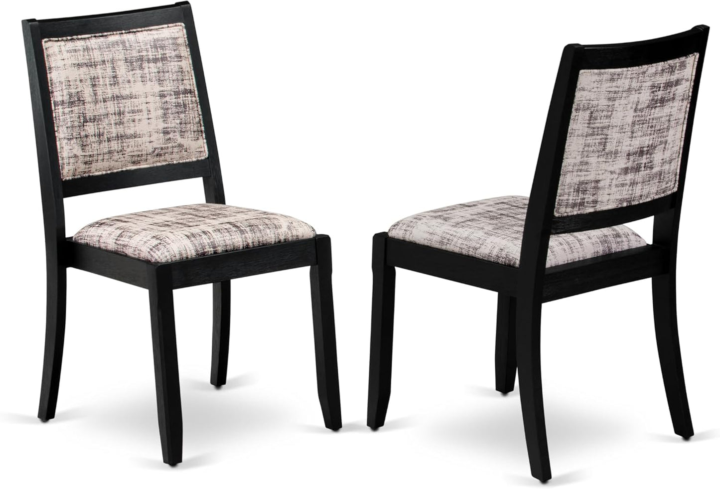 X12X2-006-30 - 13-piece Dining Room Table Set a Rectangular Kitchen Table and 12 Wire Brushed Black Polyester Fabric Stackable Chair, 39x120 Inch, Wire Brushed Black