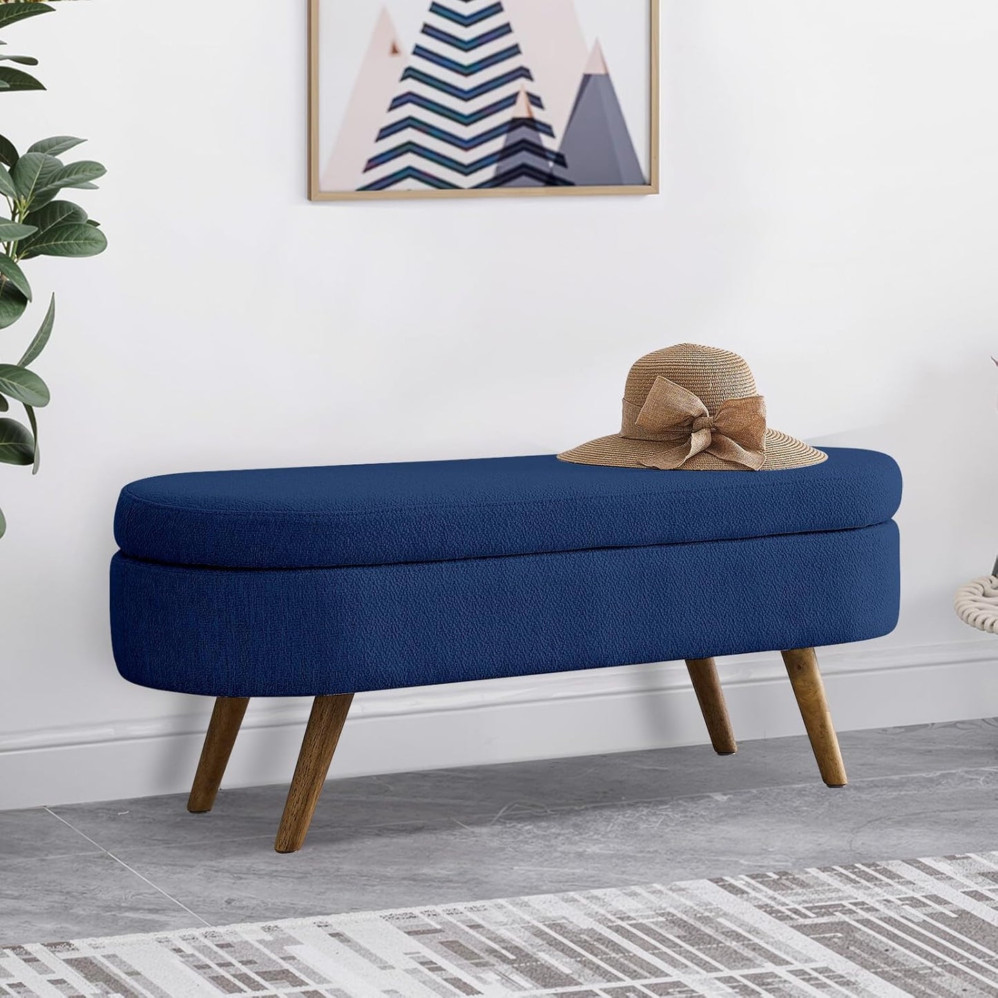 NicBex Ottoman Bench with Storage for Bedroom, 43.5" Upholstered End of Bed Bench with Rubber Wood Legs, Linen Storage Bench for Living Room or Entryway,