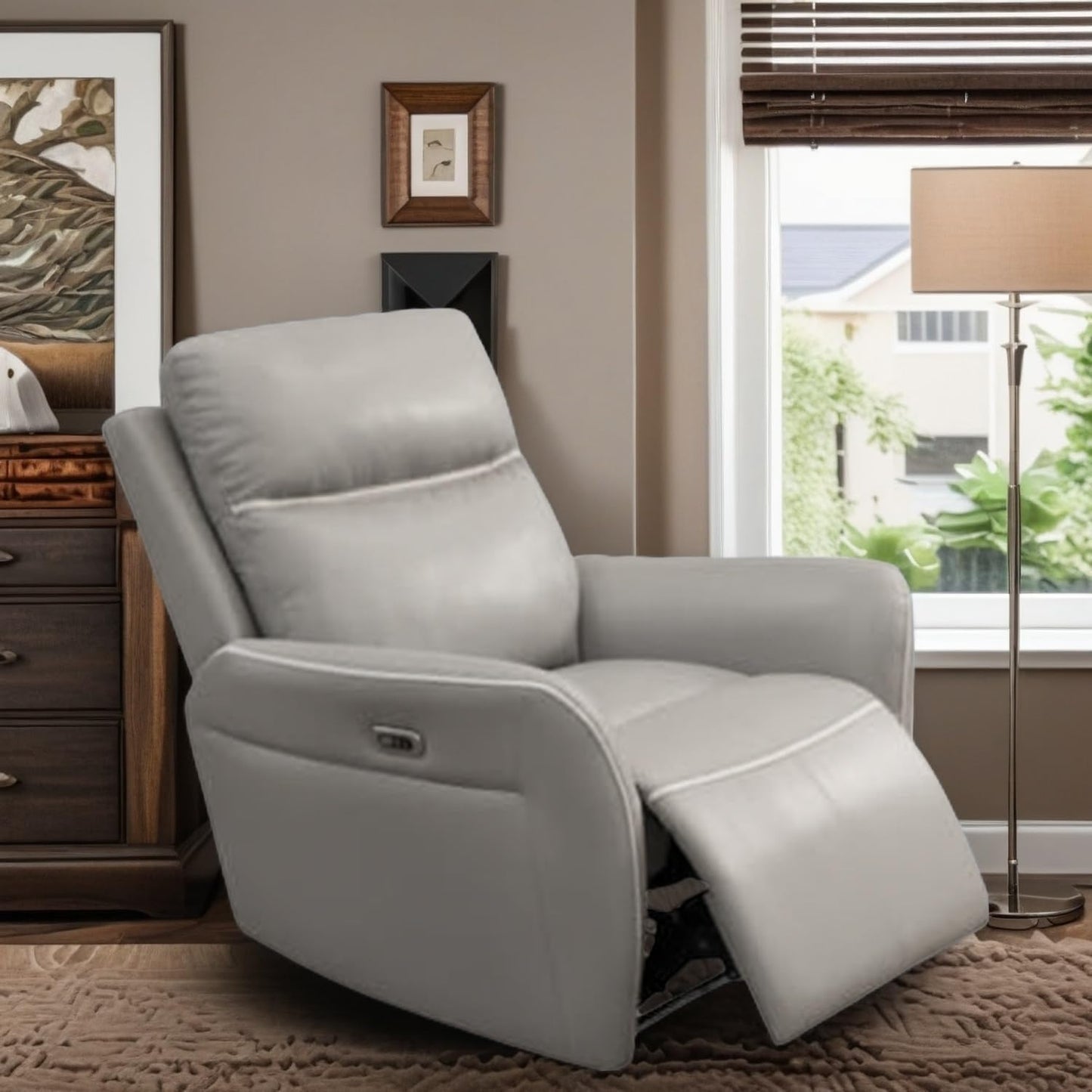 Oversized Power Recliner Chair, Multifunction Recliners Chair with Home Theater Seating, Oversized Single Electric Recliner Furniture for Living Room Apartment Home Theater, Light Gray