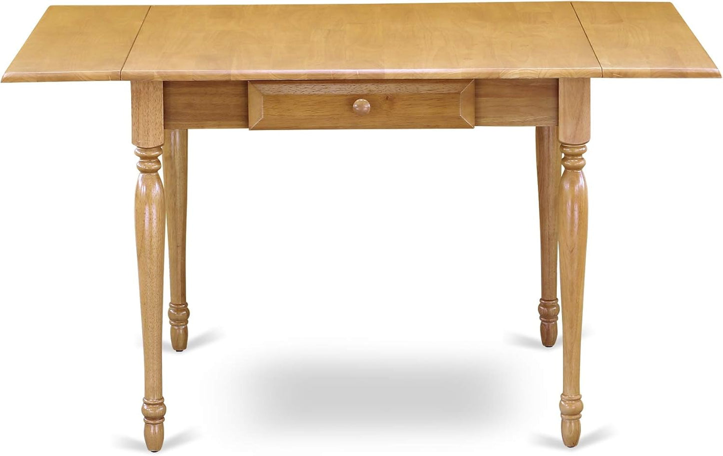 East West Furniture MZNO3-OAK-W 3 Piece Kitchen Table Set for Small Spaces Contains a Rectangle Dining Room Table with Dropleaf and 2 Solid Wood Seat Chairs, 36x54 Inch, Oak