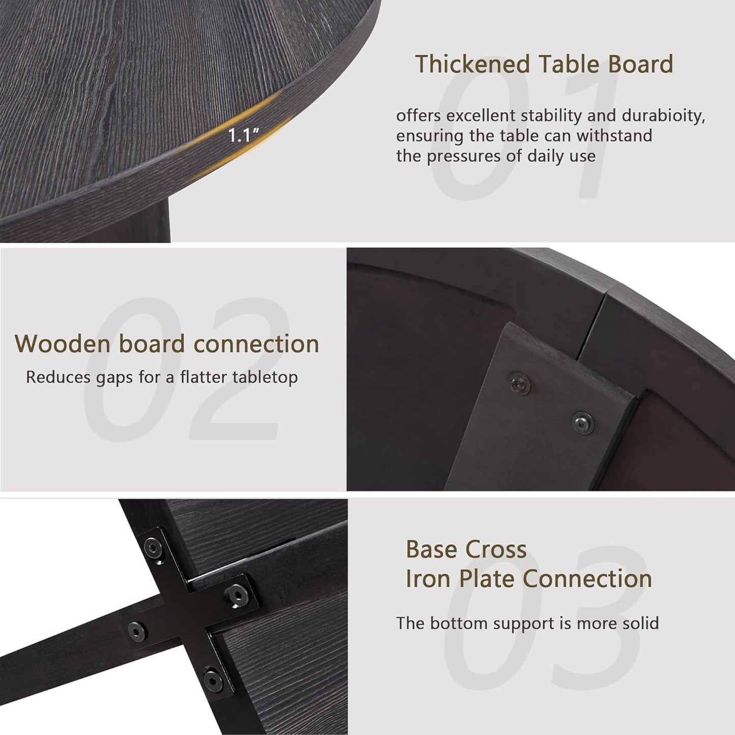 Ball & Cast 5 Piece Dining Table Set with 4 Upholstered Chairs,Wooden Living Room Furniture W/ 47.3" Round Kitchen Desk & Backrest Chair,for Small Space,Dining Room,Antique Black & Beige