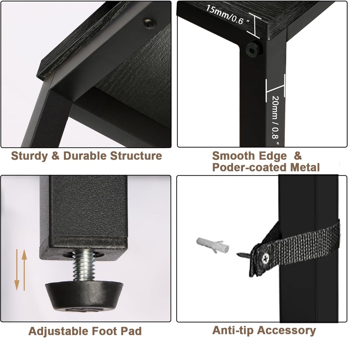 Narrow Console Table, 47 Inch Sofa Table with Adjustable Shelf, 2-Tier Long Skinny Table for Hallway, Entryway, Living Room, Foyer, Black