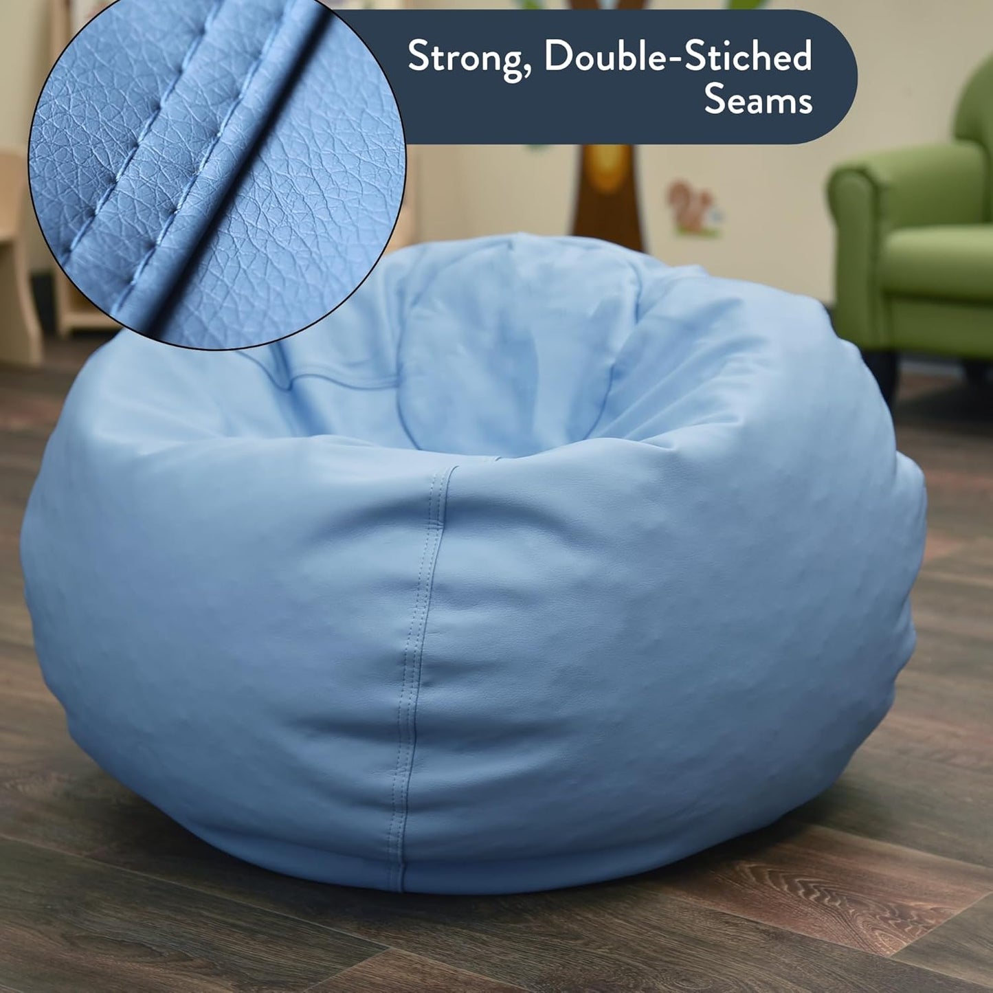 Children's Factory, CF610-076, 26" Go2 Bean Bag, Sky, Kids Flexible Seating for Reading Nook, Daycare, Playroom, Classroom, and Homeschool Furniture