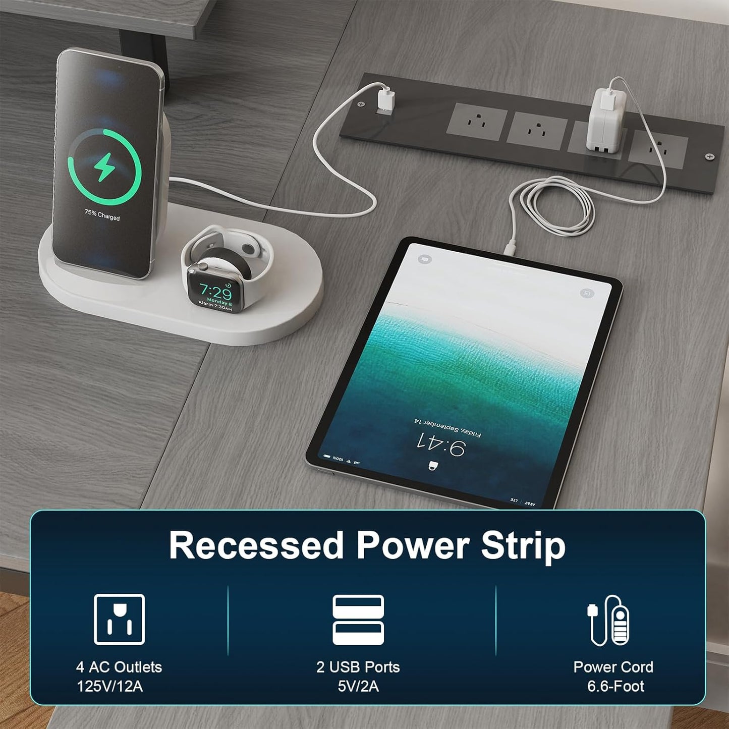 47" L Shaped Computer Desk with Power Outlet & LED Light, Gaming Desk with Hook & Monitor Stand, Reversible L Shaped Desk with Drawer and Storage Shelves for Home Office