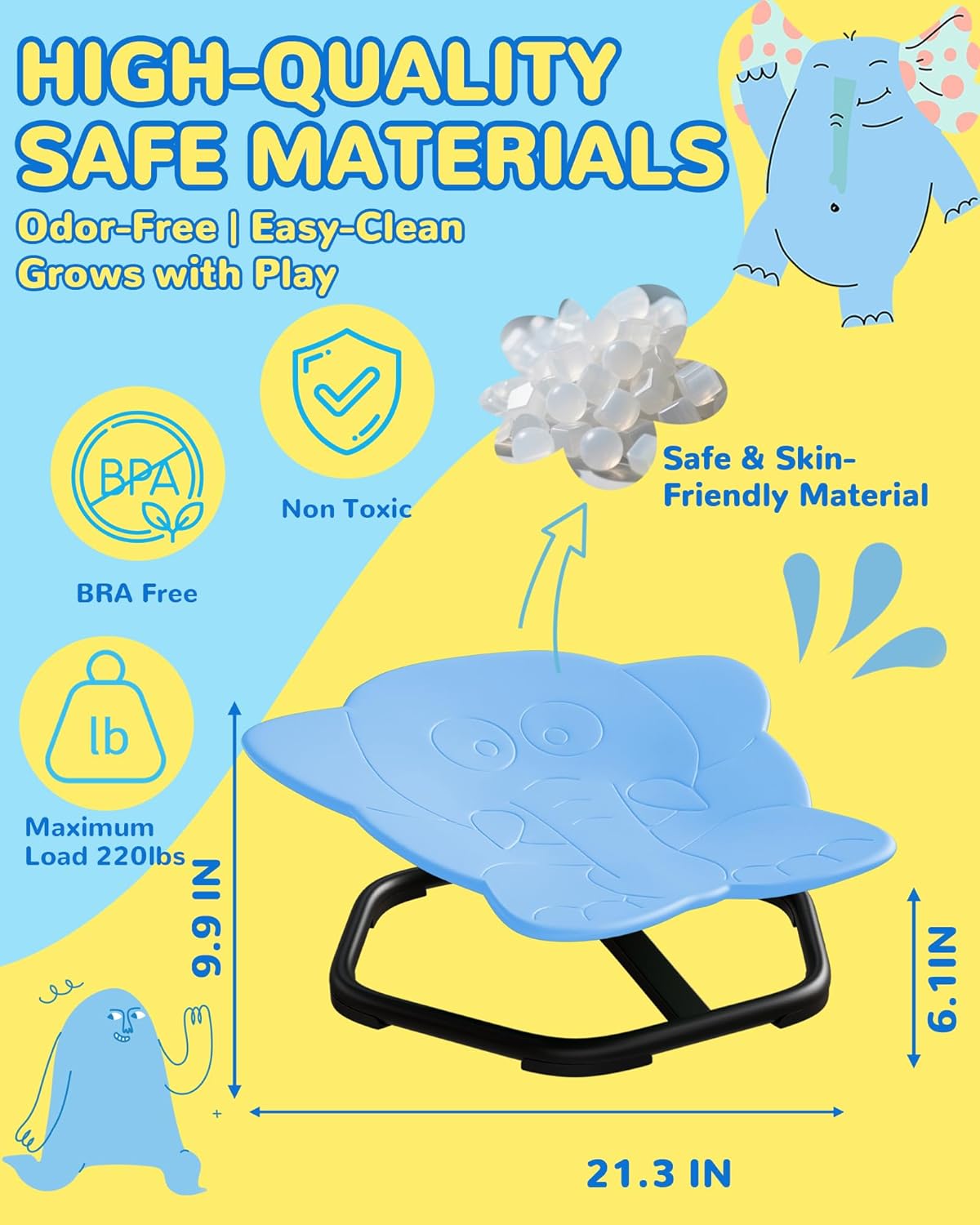 21" L × 19" W Spinning Chair for Autistic Kids, Sensory Toys for Kids with Autism, Sit and Spin, Toddlers & ADHD Children, Sensory Products Swivel Chair