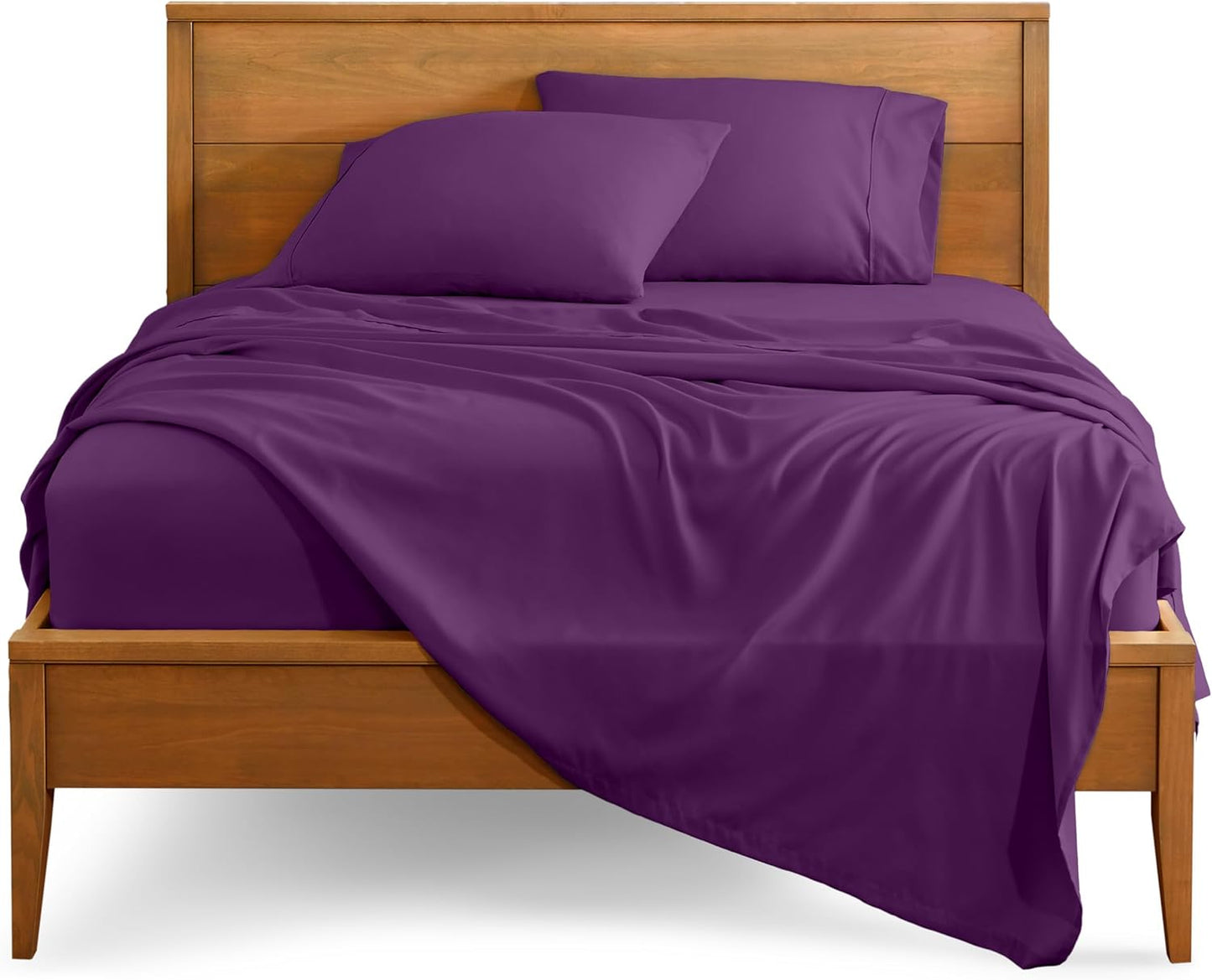 Bare Home King Sheet Set - Luxury 1800 Ultra-Soft Microfiber King Bed Sheets - Double Brushed - Deep Pockets - Easy Fit - 4 Piece Set - Bedding Sheets & Pillowcases (King, Plum)