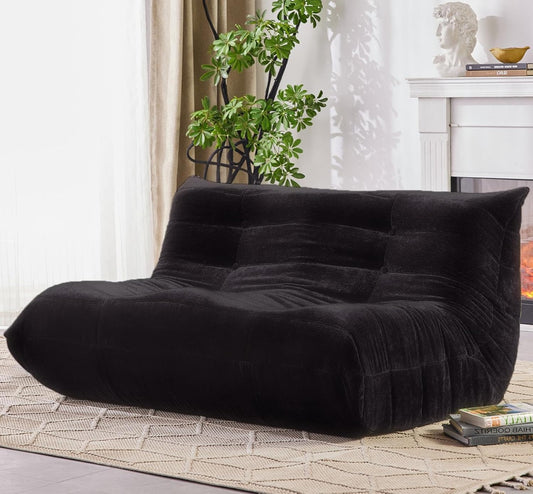 Bean Bag Chair, Loveseat Fireside Chair Large Bean Bag Sofa for Adults, Memory Foam Two Seater Couch Gaming Chairs with Comfy Design, Lazy Floor Sofa for Living Room, Bedroom, Dark Gray