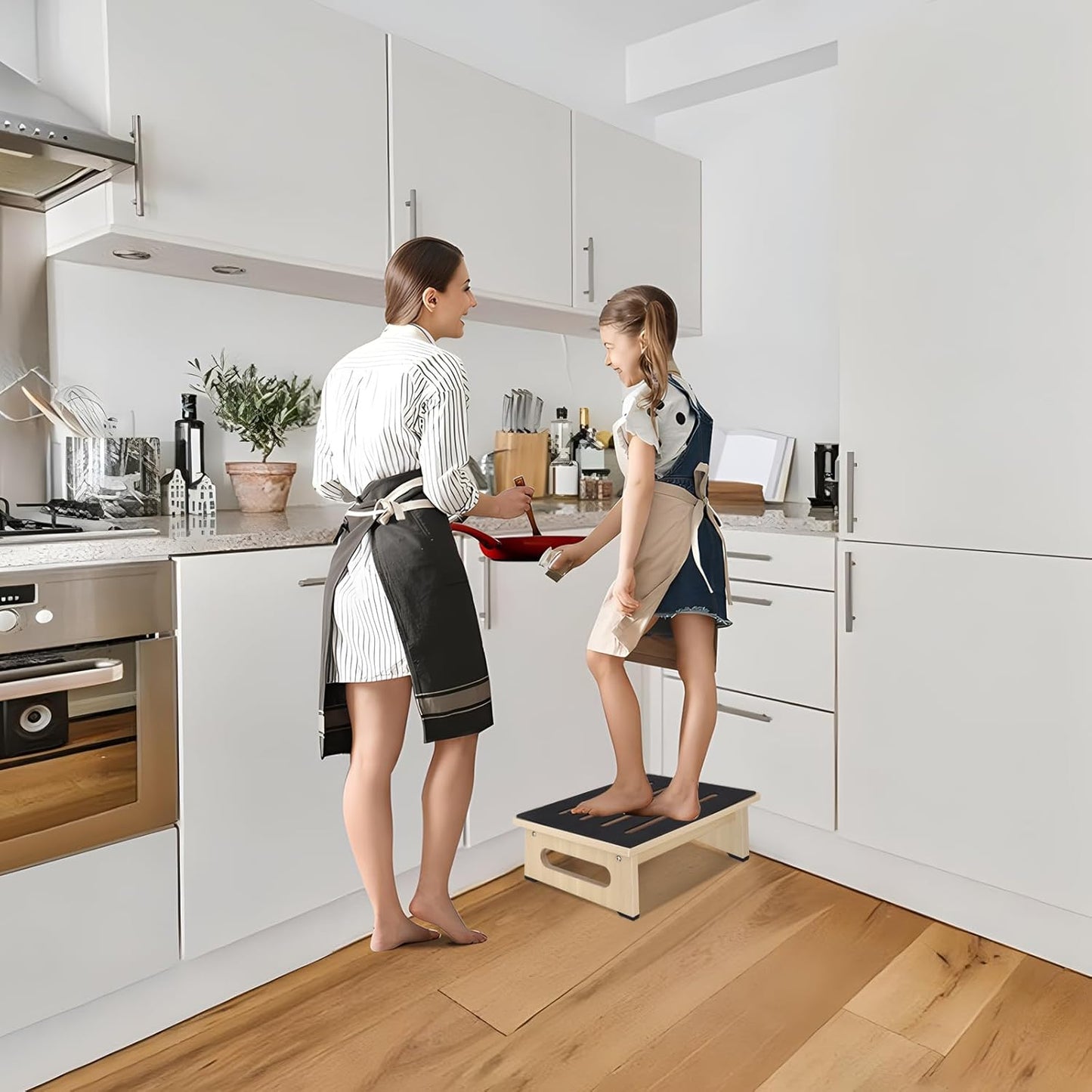 One Step Stool for Adults Seniors with Non-Slip Rubber Stepping Feet, Heavy Duty Platform Step Stools, 5.5 in Portable Bed Steps for High Beds for Bathroom, Bedroom, Kitchen & Bedside Kids Support