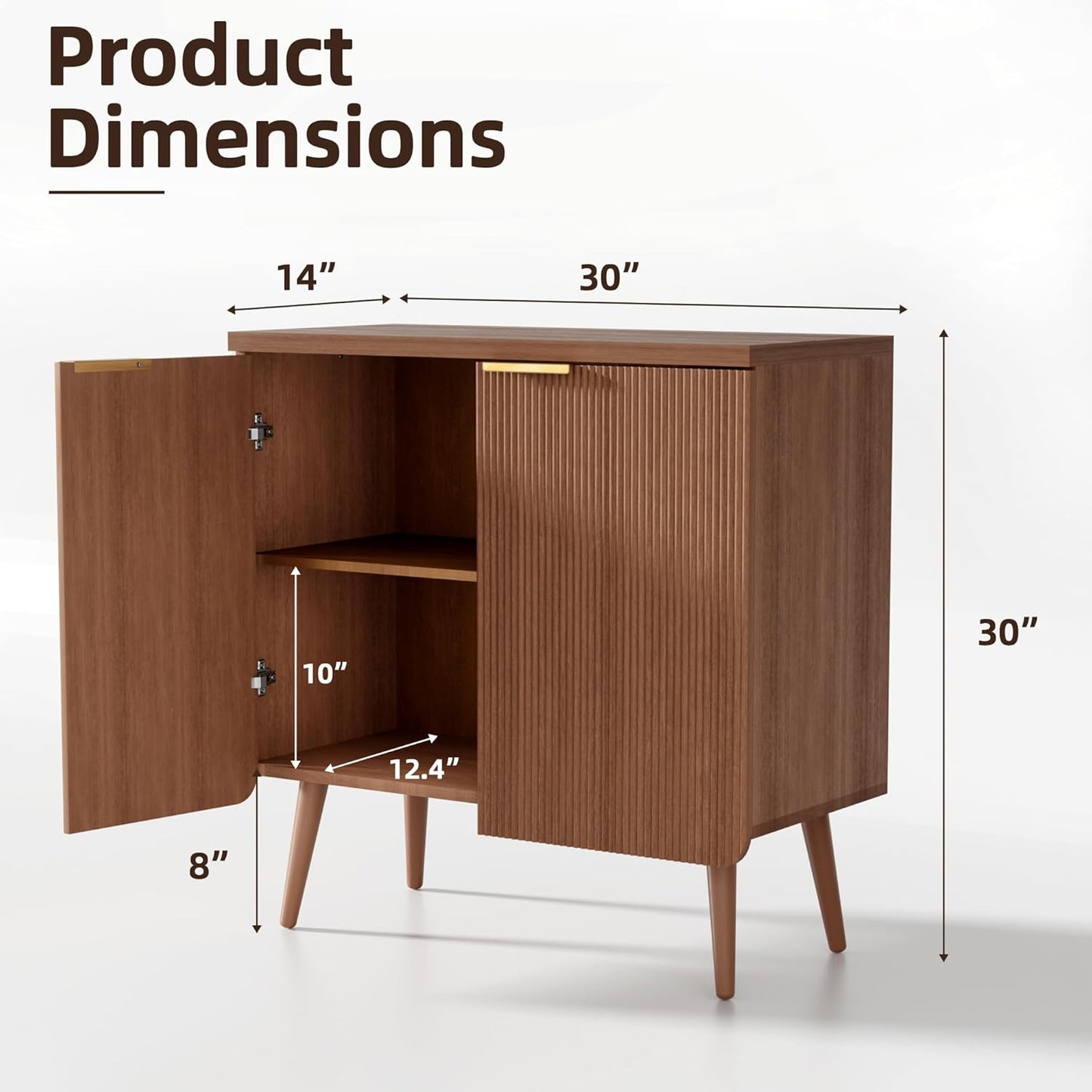 Sideboard Buffet Cabinet with Storage, 2 Doors Wood Entryway Cabinet, Modern Accent Cabinet with Solid Wood Feet & Adjustable Shelves, Multifunctional Console Table for Living Room, Kitchen, Hallway