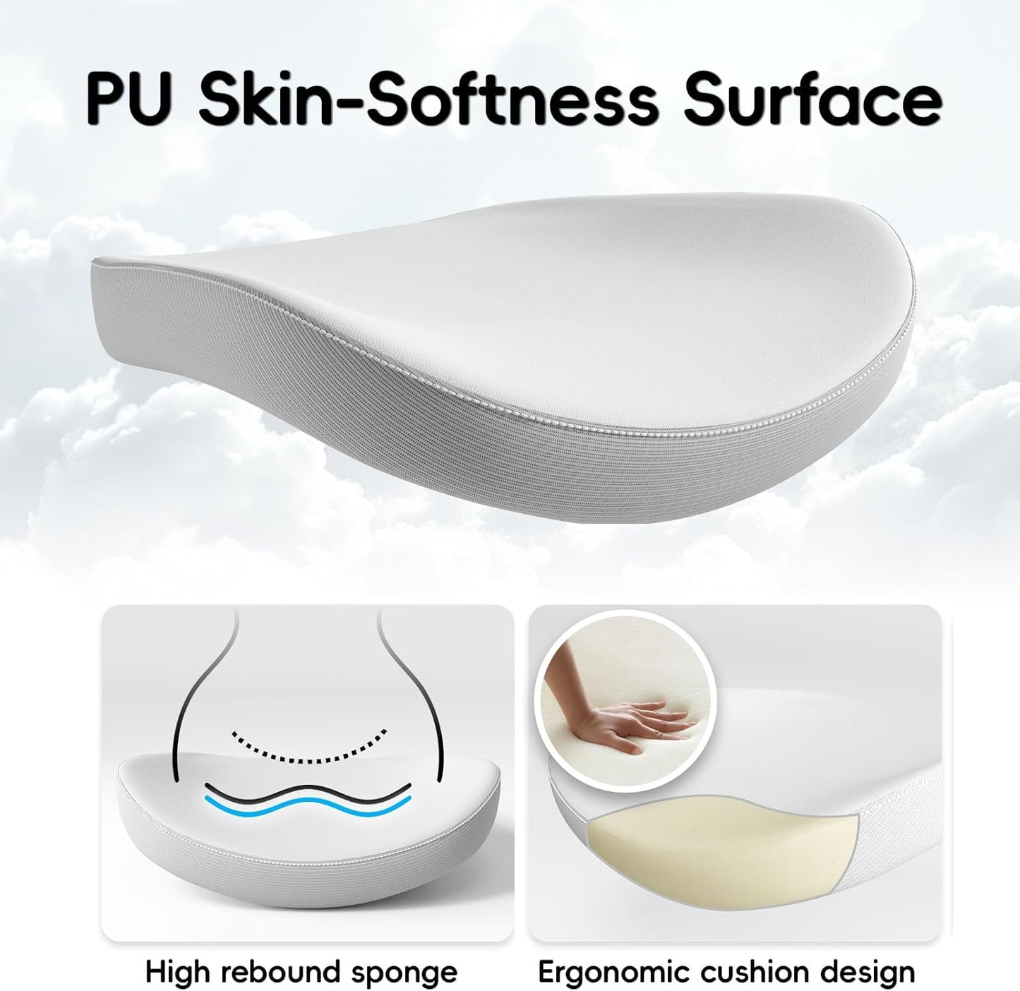 Home Office Ergonomic Chair-Computer PU Leather X-Shaped Desk Chair-Gaming Chair with Adjustable Flip-up Armrests Lumbar Support Mesh Executive Chair for Long Hours Office (White)