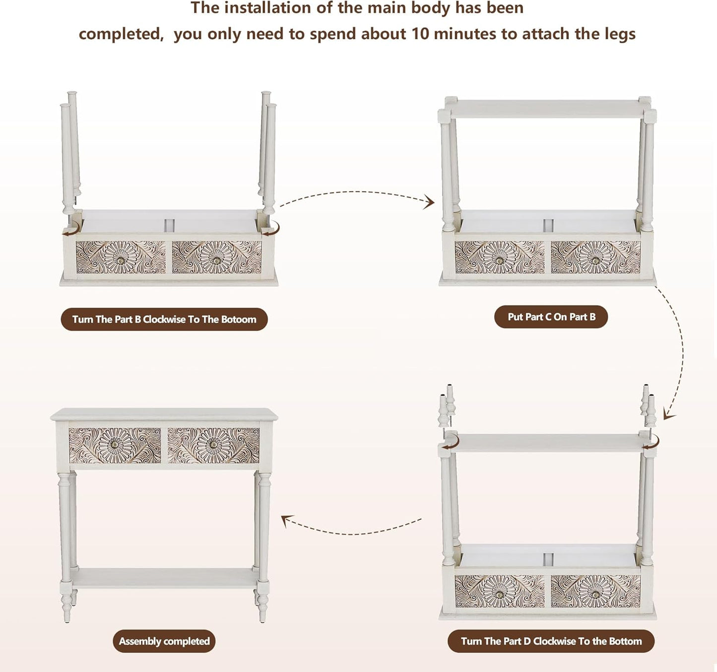 COSIEST Console Table with 2 Drawers, MDF Narrow Entryway Table with Storage Shelf, Wood Accent Sofa Table for Living Room, Entrance, Hallway, Couch, Light Grey