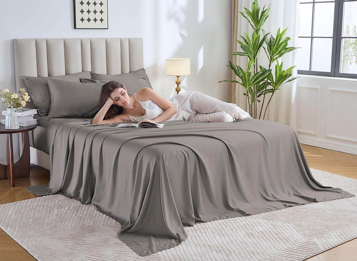 Twin Sheets by Pure Bamboo, Genuine 100% Organic Viscose Derived from Bamboo Bed Sheet Set, Luxuriously Soft & Cooling, Double Stitching, Lifetime Quality Promise (Twin, Graphite)