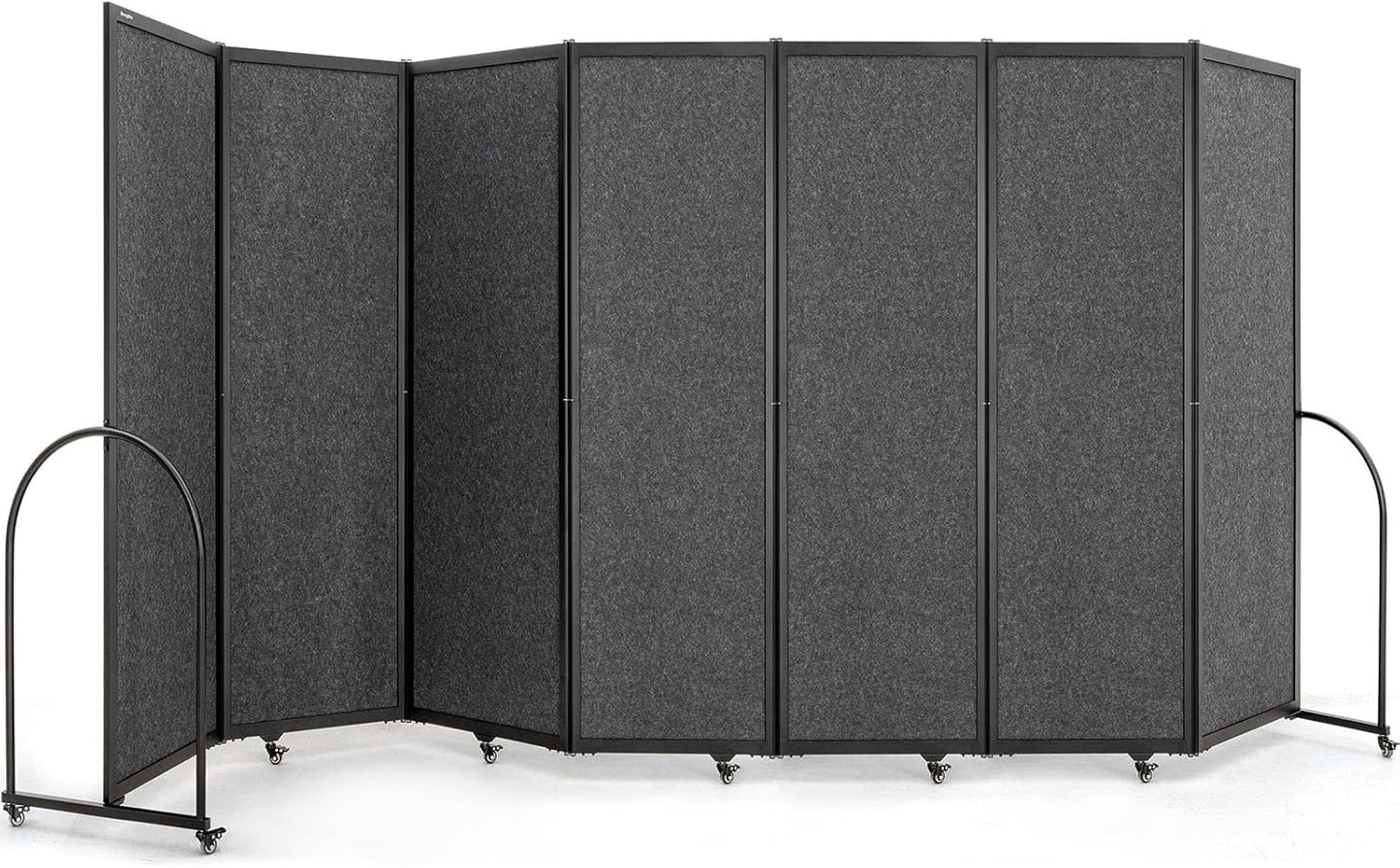 Folding Room Partition,Privacy Room Screen with Arms,Office Dividers Partition Wall,14'3"L* 6'7"H,Dark Grey