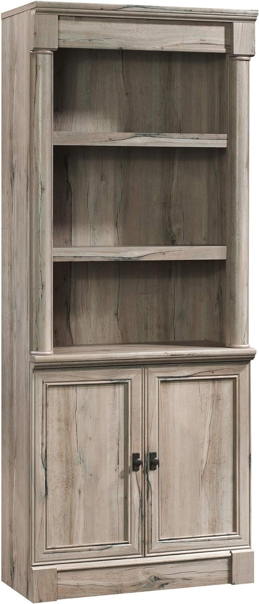 Sauder Palladia Library with Doors/Book Shelf, L: 29.37" x W: 13.9" x H: 71.85", Split Oak