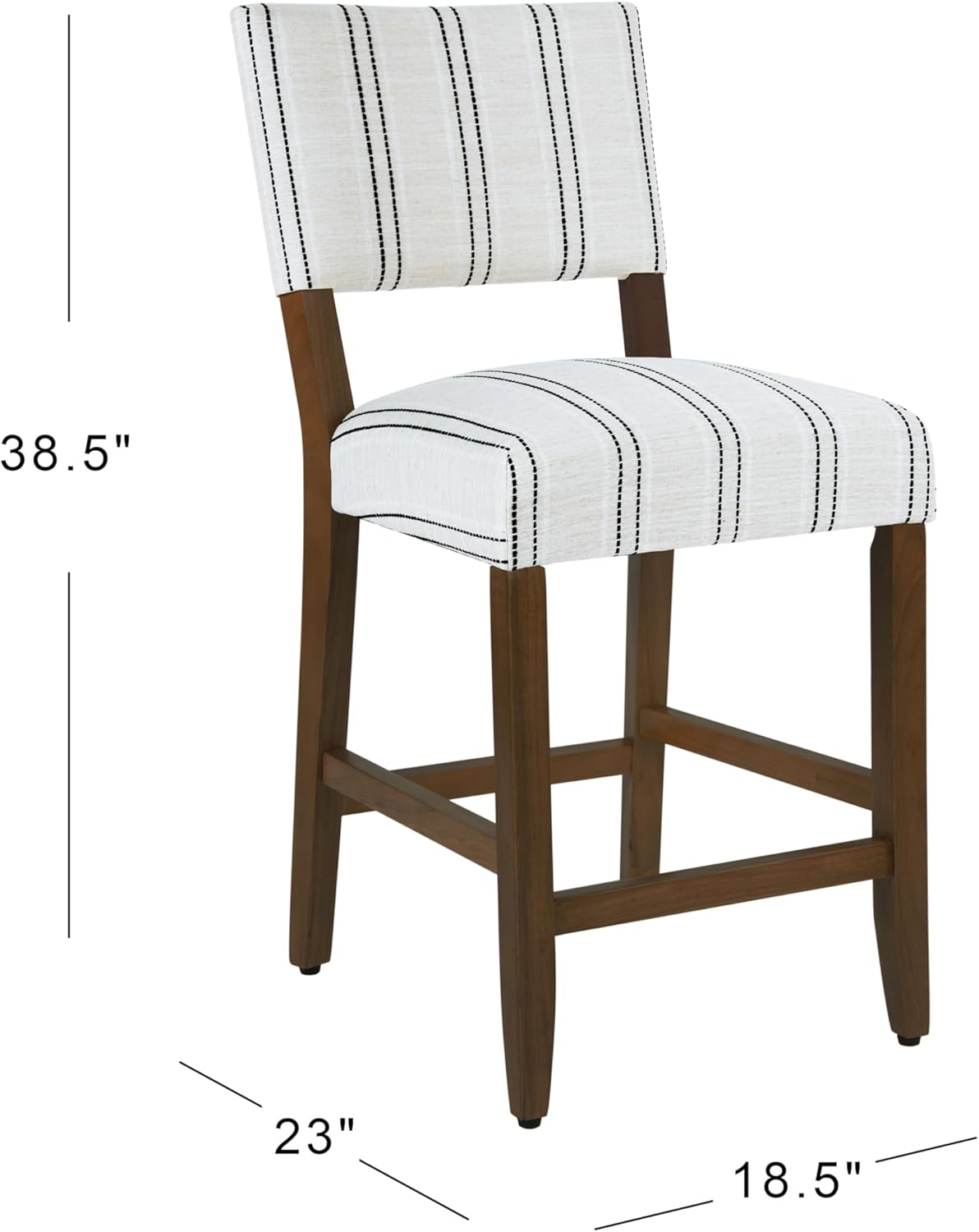 HomePop 24" Open Back Counter Stool|HomePop Home Décor|Fabric Chairs for Dining Room, Kitchen and Living Room - Black and White Stripe(Single Pack)
