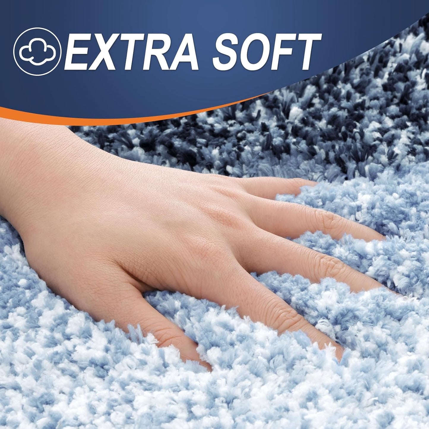 OLANLY Bathroom Rug Mat 44x24, Extra Soft and Absorbent Microfiber Bath Rug, Non-Slip Plush Shaggy Bath Carpet Runner, Machine Wash Dry, Bath Mats for Bathroom Floor, Tub and Shower, Navy Blue