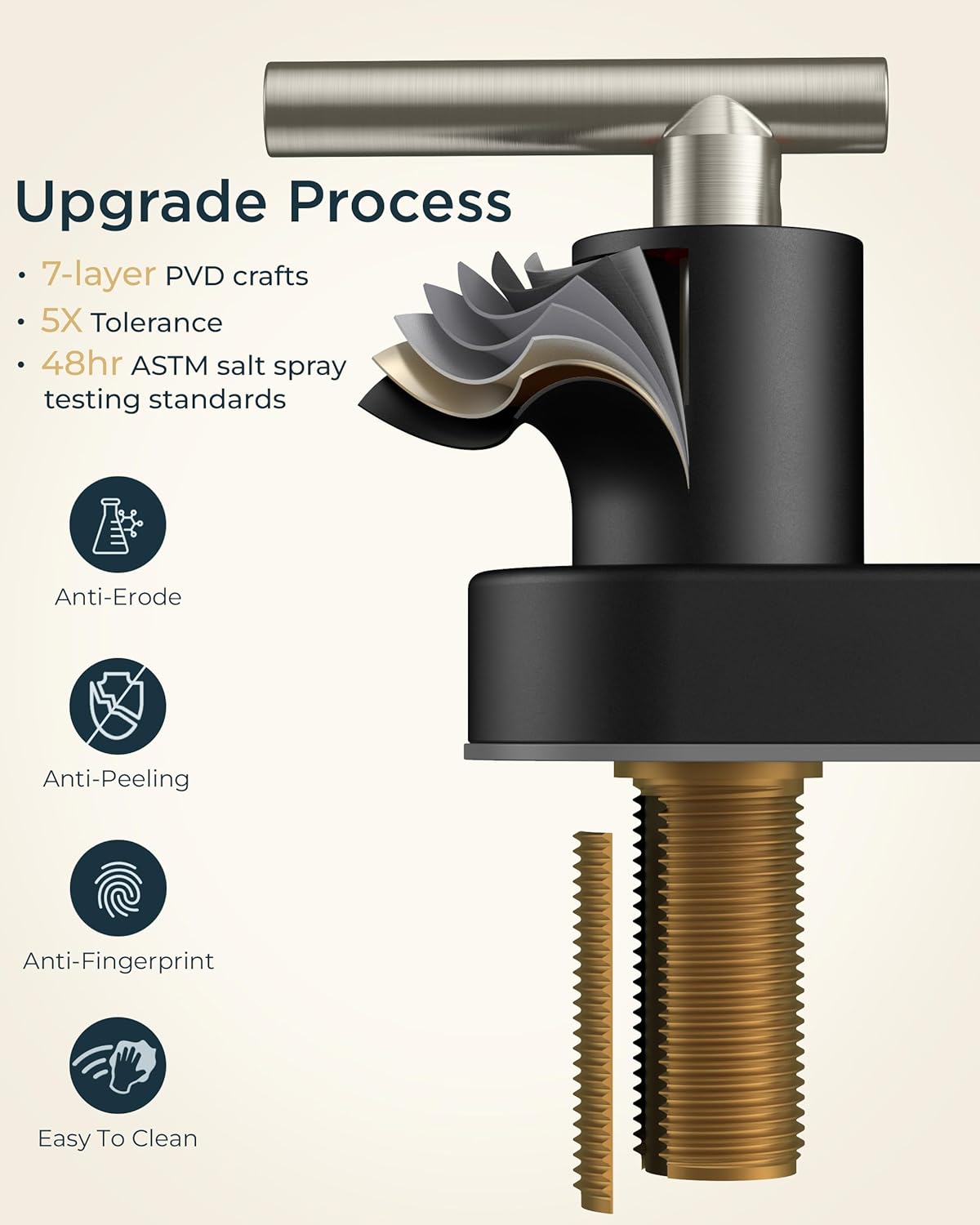 FORIOUS 4 Inch Centerset Bathroom Sink Faucet Black and Brushed Nickel, 2 Handle RV Bathroom Sink Faucet Matte Black 4" with Pop Up Dain, 24 in Hot and Cold Water Hoses, and 360 Degree Swivel Spout