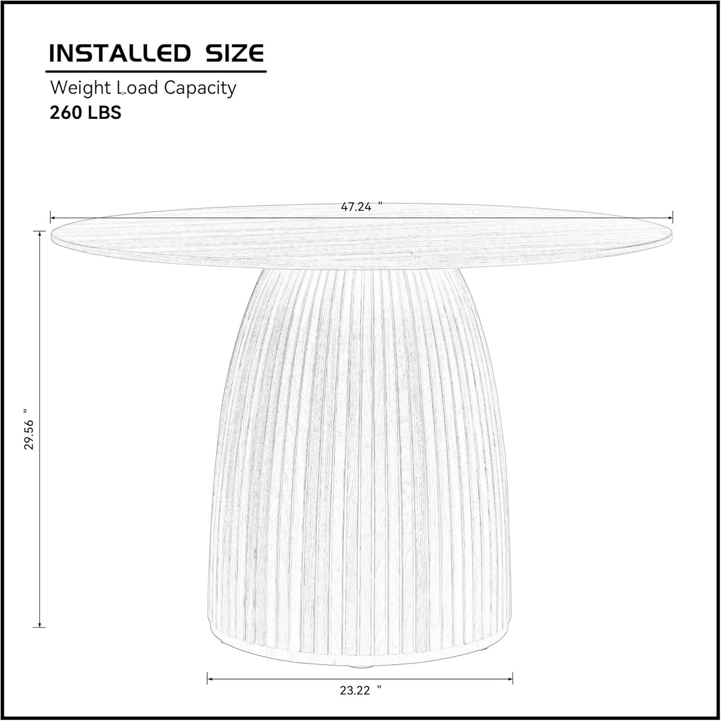 Modern Wooden Mushroom-Shape Round Dining Table, Home Kitchen Furniture Diningtable Natural Wood Grain Variation Tabletop and Circular Leg for Living Space