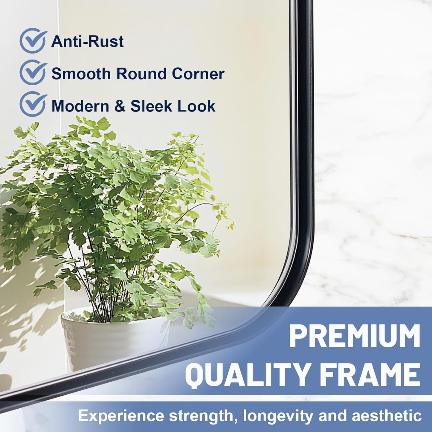 Black Mirrors for Bathroom, 24"x40" Rounded Corner Rectangle Mirror, Modern Metal Frame Bathroom Vanity Mirror for Home Decor Living Room Entryway (Horizontal/Vertical)