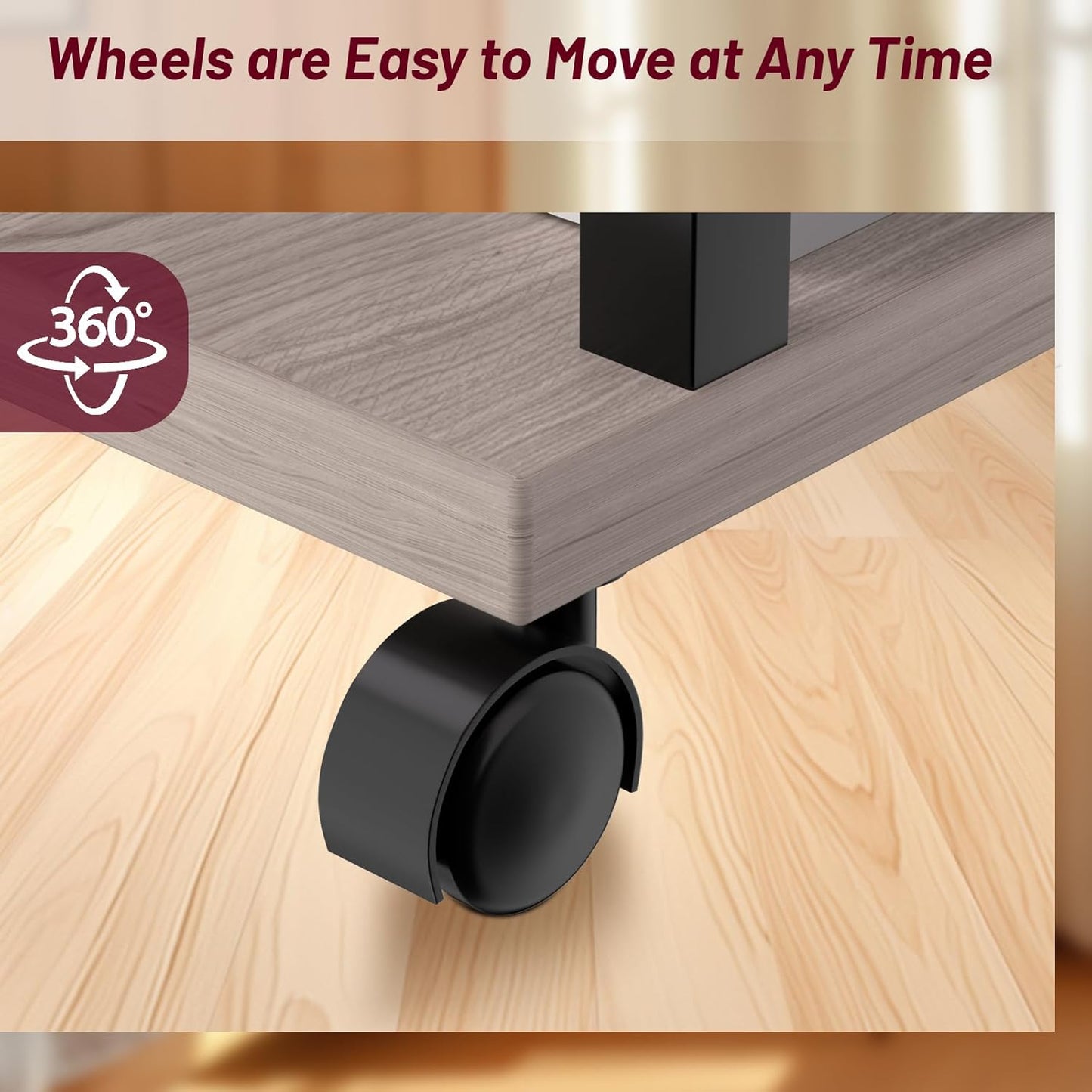 Side Table with Charging Station and Drawer, Narrow End Table with USB Ports and Outlets for Small Space, Living Room, Bedroom and Office, with 4 Wheels (1, Greige + Black)