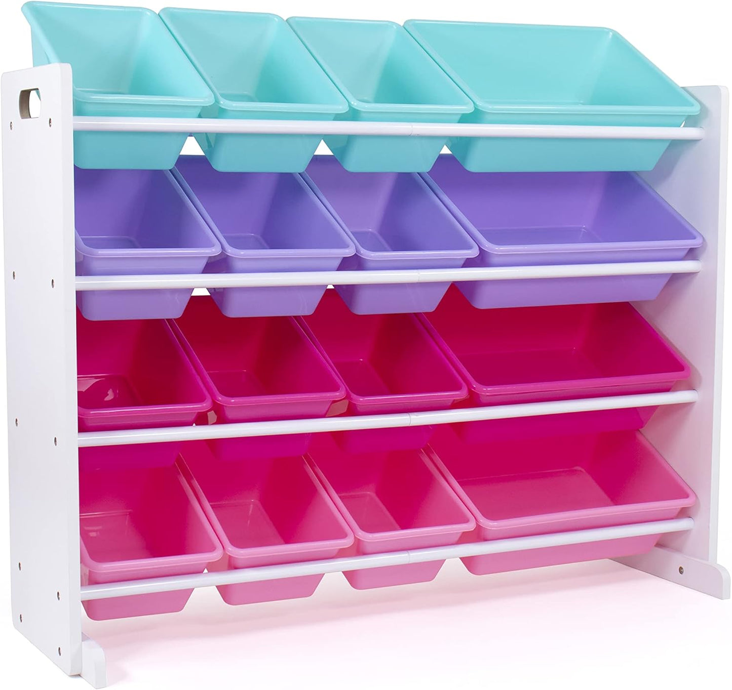 Humble Crew Supersized Toy Storage Organizer with 16 Removable Bins, White/Blue/Pink/Purple – Large Toy Storage for Toddlers Ideal for Kids' Rooms, Playrooms, and Nurseries - Modern Toy Bins for Kids