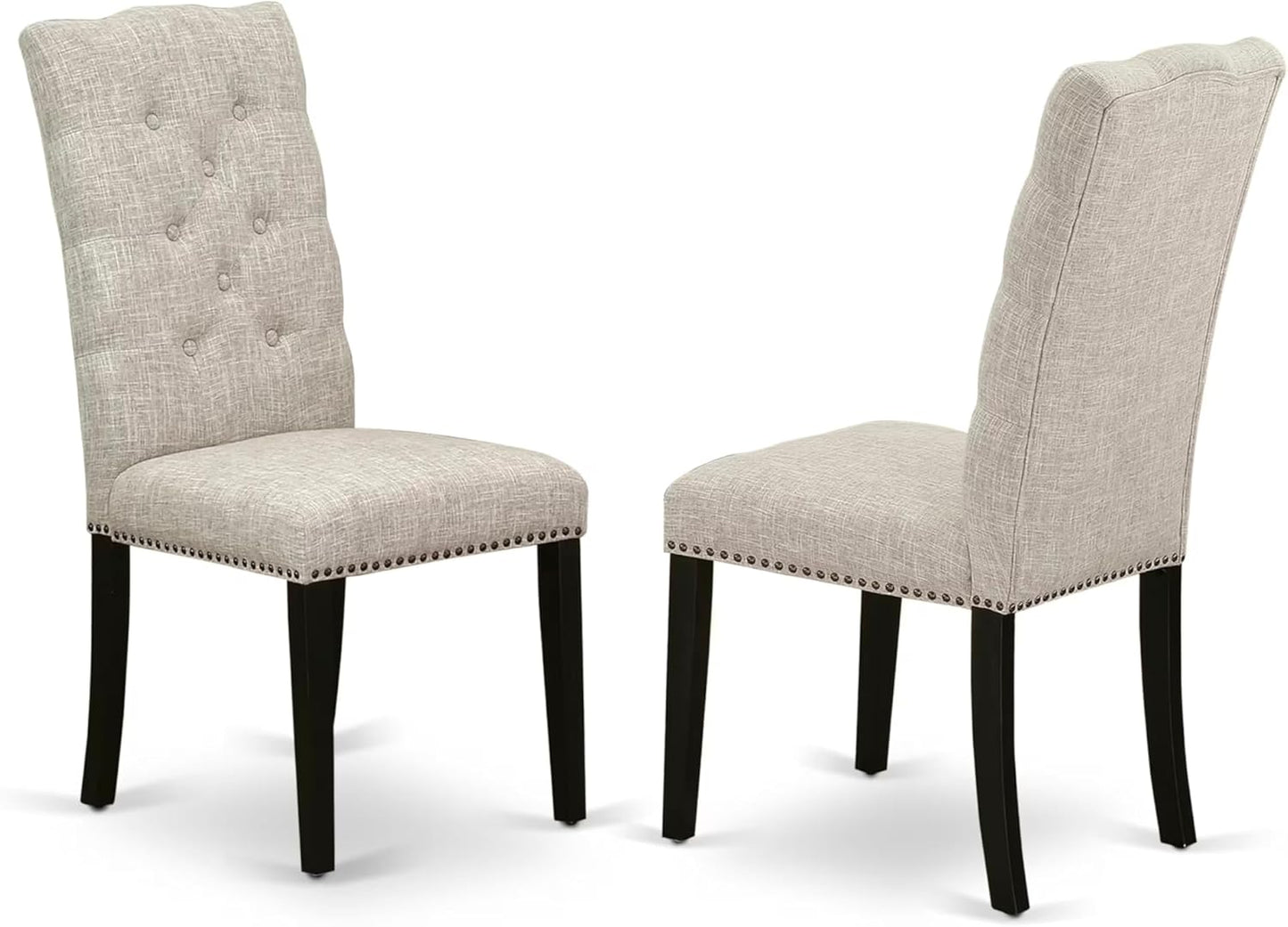 East West Furniture V677EL635-7 7 Piece Kitchen Table & Chairs Set Consist of a Rectangle Dining Room Table with V-Legs and 6 Doeskin Linen Fabric Parsons Chairs, 40x72 Inch, Multi-Color