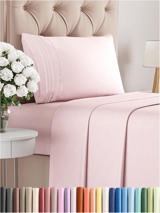 Twin XL Size 3 Piece Sheet Set - Comfy Breathable & Cooling Bed Sheets Set - Hotel Luxury Bedding for Women, Men, Kids, Teens, Boys & Girls - Deep Pockets and Wrinkle Free - Oeko-Tex - Lavender Pink