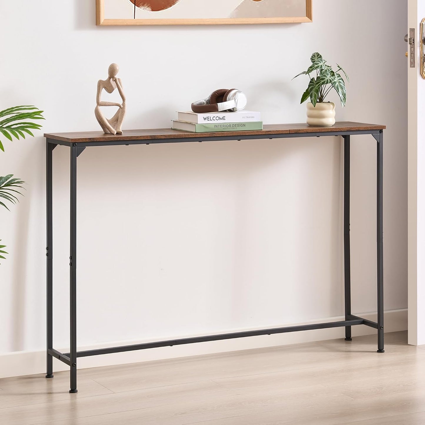Console Table, Narrow Entryway Table, Thin Sofa Table, Behind Couch Table,for Hallway, Bedroom, Living Room, Foyer, 9.4 x 47.2 x 31.5 Inches, Rustic Brown