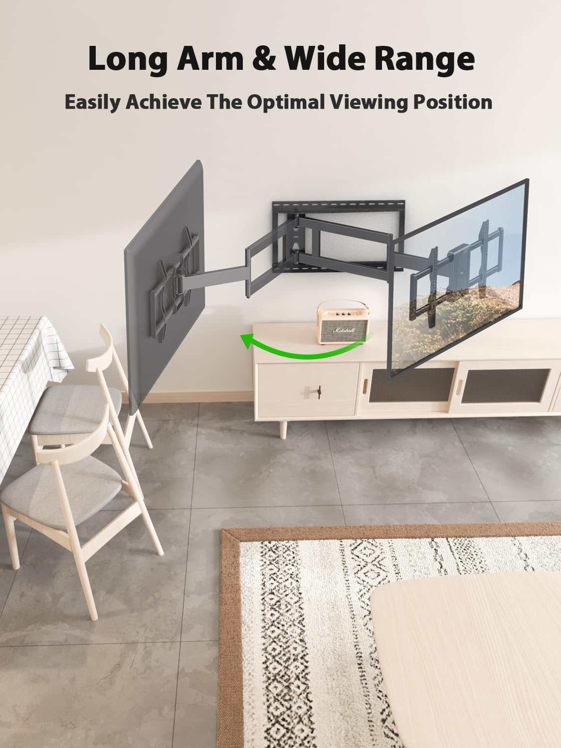 USX Mount Long Arm TV Wall Mount for Most 42-90 inch Television 40 Inch Extension Full Motion TV Mount，Wall Mount Bracket with 90°Swivel Up to 150lbs Fits 16” 18” 20” 24” Stud VESA 800x400mm