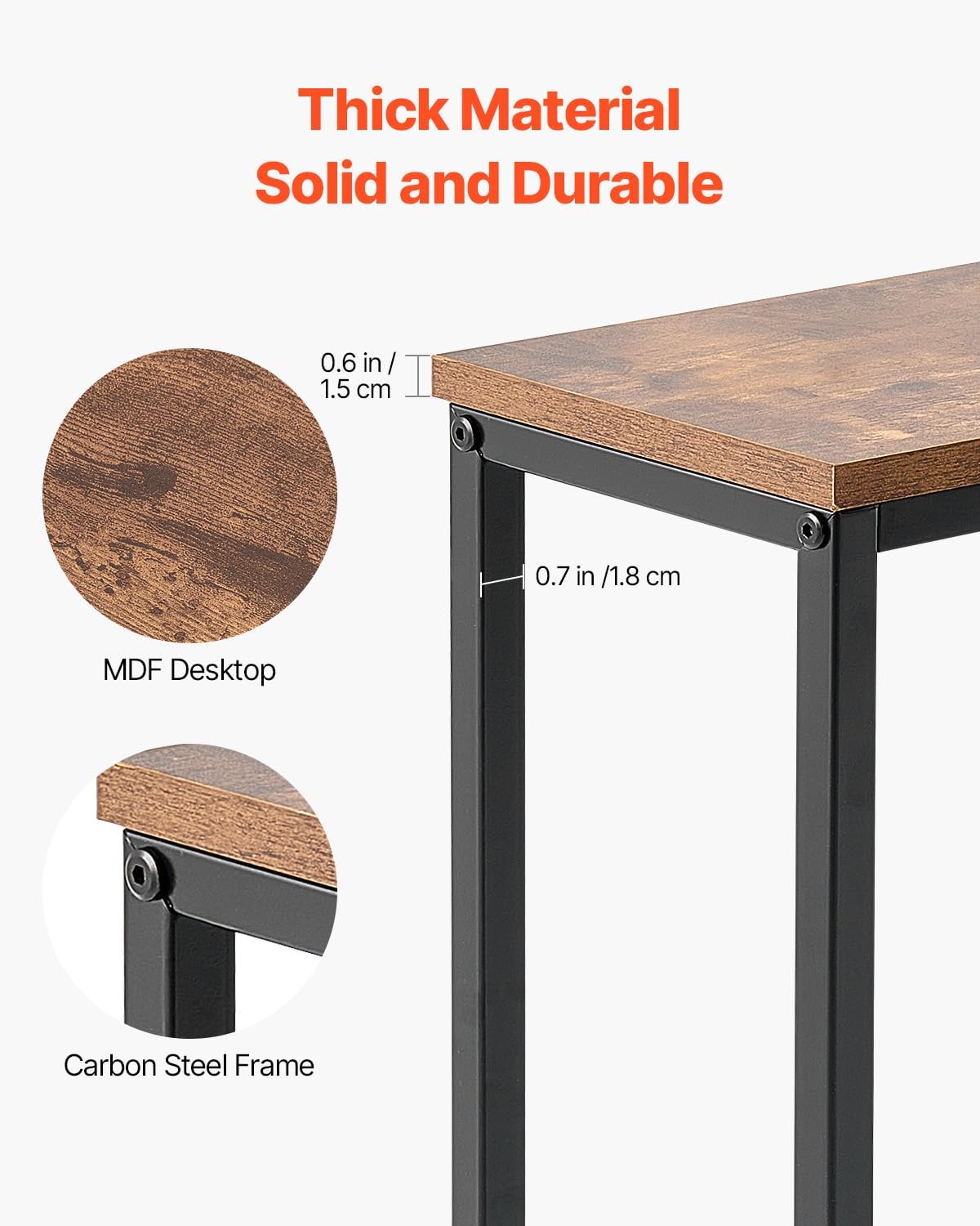 VEVOR Narrow Console Table, 70.9" Behind Couch Shelf with Power Outlets, 1-Tier Long Entryway Shelf, Narrow Sofa Table with Metal Frame and Charge Station, for Entryway, Hallway, Living Room