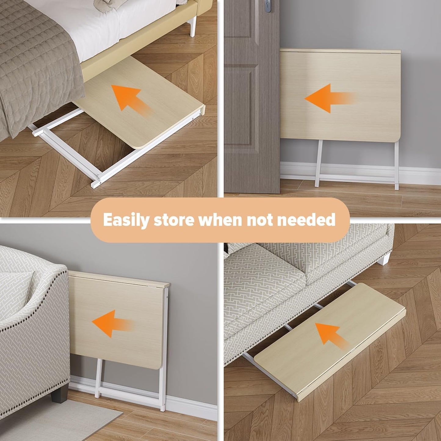 WOHOMO Folding Desk, Small Foldable Desk 47.2" for Small Spaces, Space Saving Computer Table Writing Workstation for Home Office, Easy Assembly, Oak