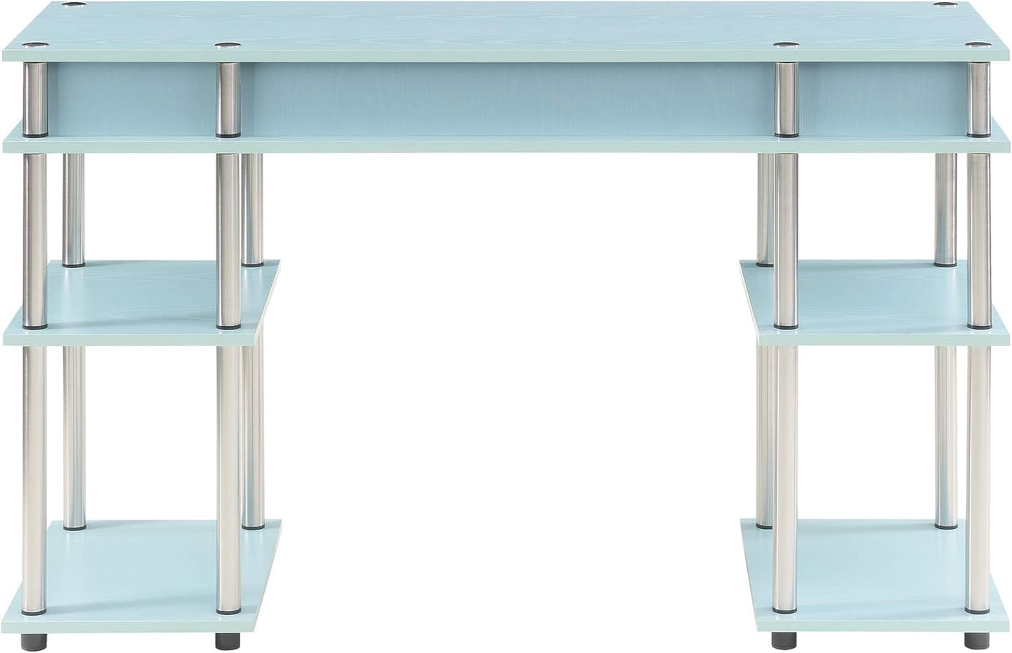 Convenience Concepts Designs2Go No Tools Desk Home Office Desk with Shelves, Corner Shelf Vanity Desk Computer Desk Nail Table for Nail Tech - 47.25" L x 15.75" W x 30" H, Sea Foam