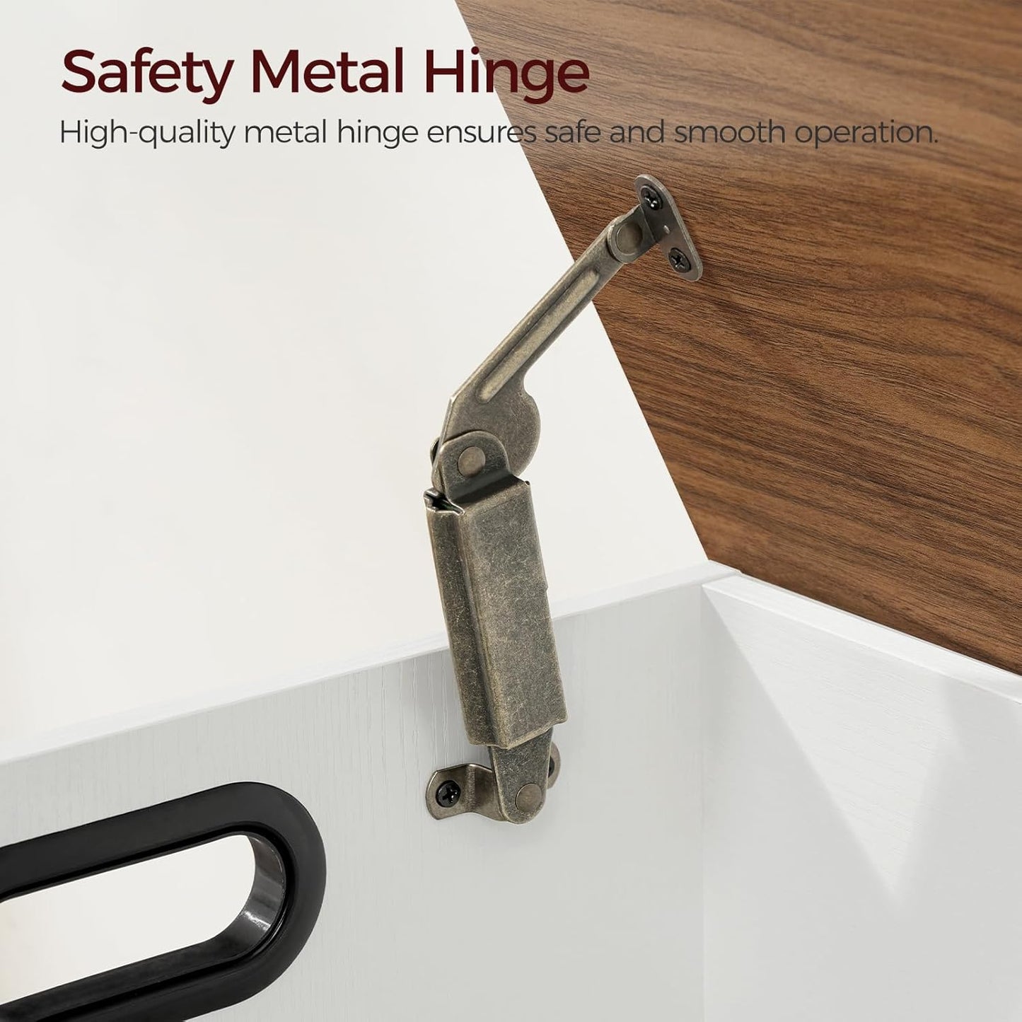 Storage Chest, 47.2” Large Toy Chest, Entryway Storage Trunk, Storage Bench with Safety Hinge, Entrance Bench for Living Room, Entrance, Bedroom, White+Walnut SCBZ48901