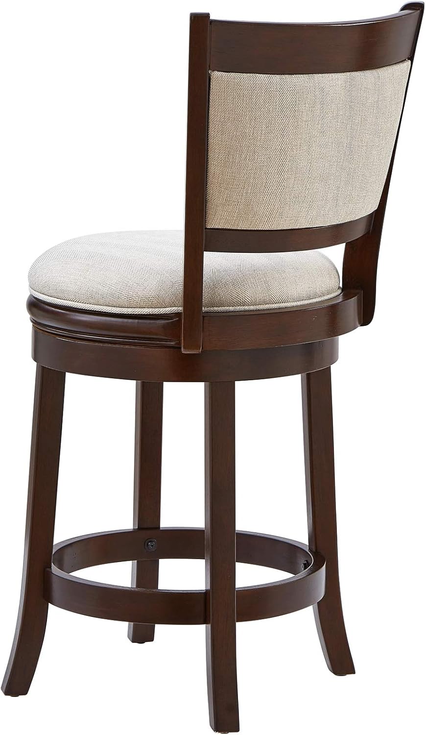 Ball & Cast Swivel Barstool Upholstered Counter Stool 24 inch Kitchen Wooden Bar Stool , Cappuccino&Taupe