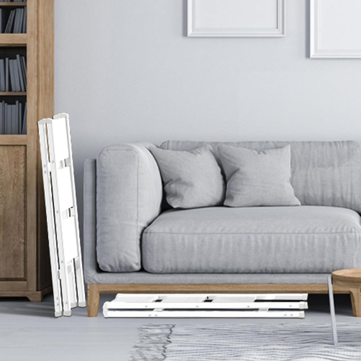 3 Step Lightweight Folding Ladder for Home, 330lbs Aluminum Step Ladder Anti-Slip for Kitchen, Step Stool Foldable Adults for Closet, 330lbs - White