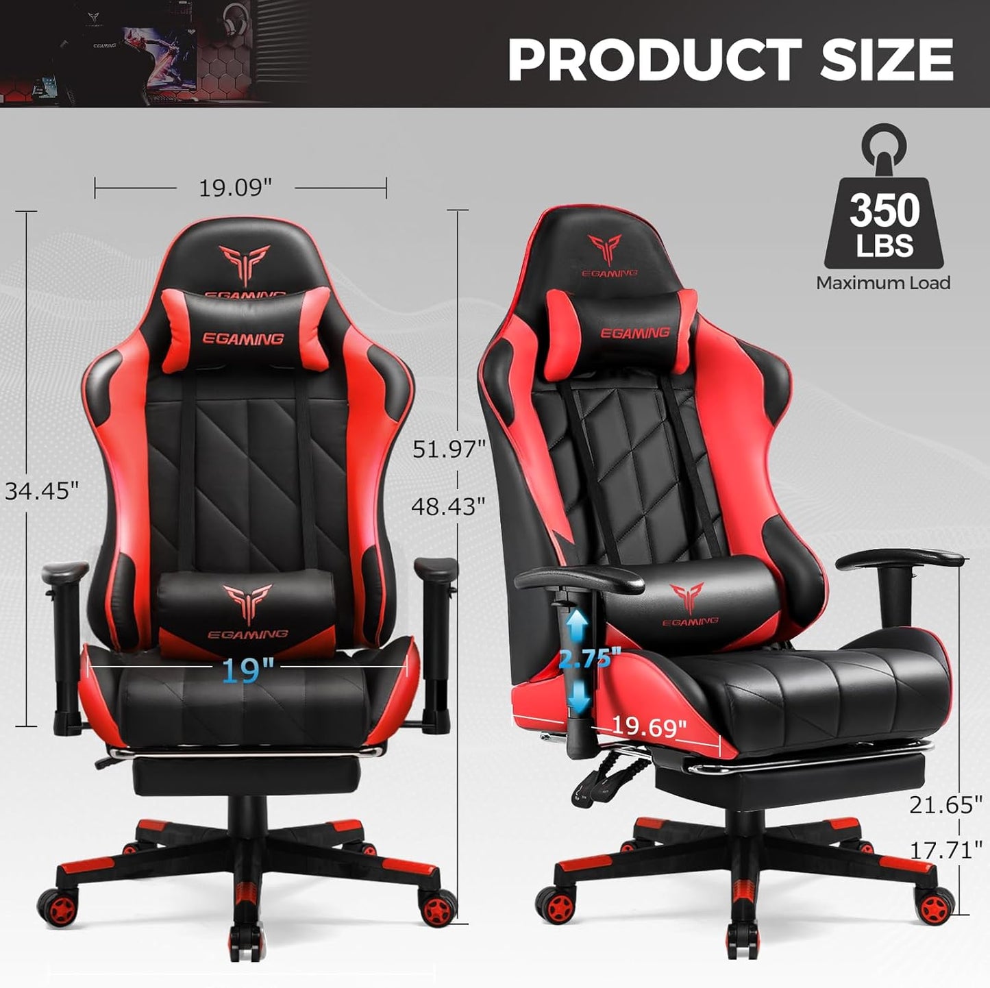 Gaming Chair with 3D Adjustable Armrests, Cow Print Design, Ergonomic Office Chair with High Back, Computer Chair with Footrest,Comfy Diamond Stitching Sest, Game Chair for Adults