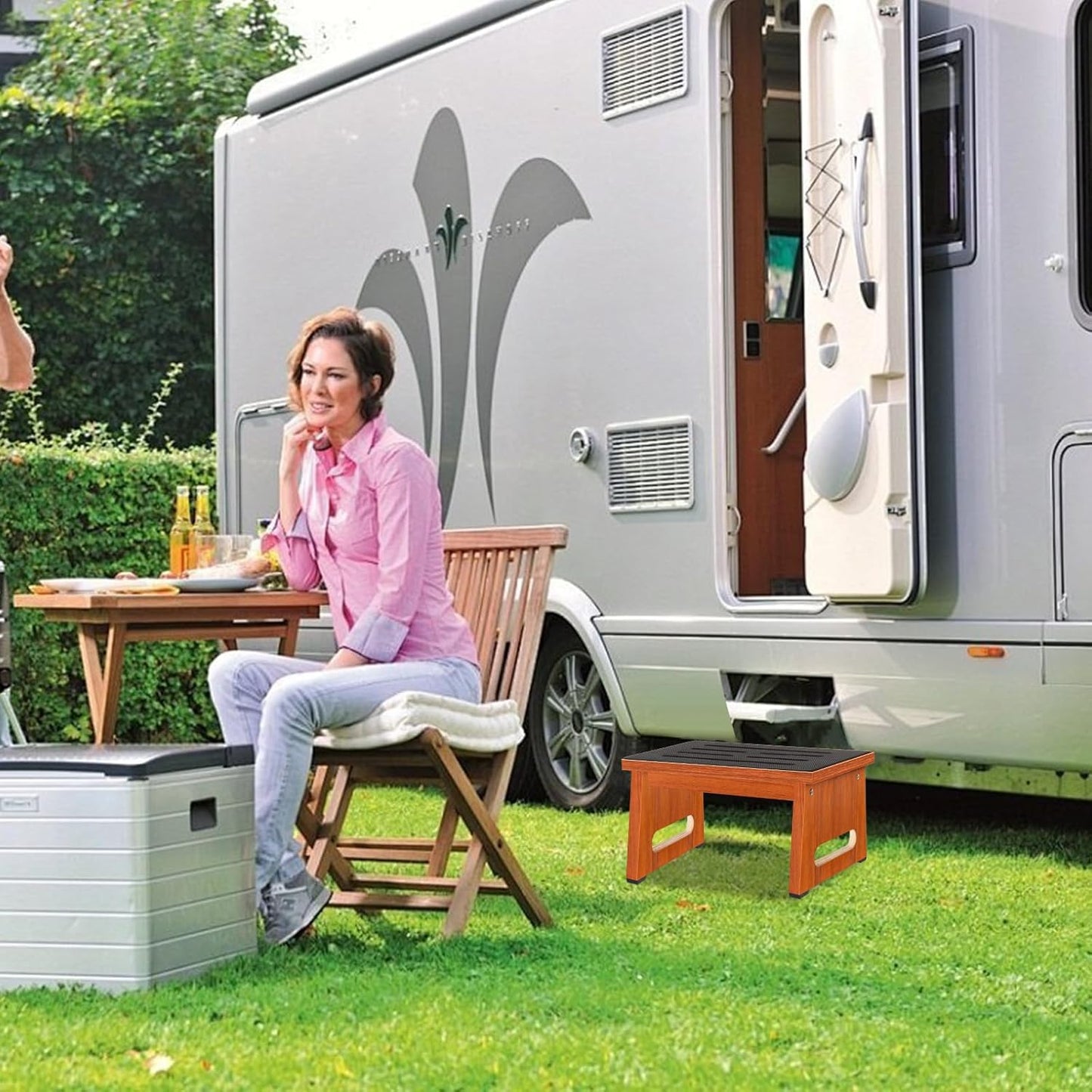 One Step Stool for Adults Seniors with Non-Slip Rubber Stepping Feet, Heavy Duty Wooden Step Stool, 8.7 in Portable Bed Steps for High Beds for Bathroom, Bedroom, Kitchen & Bedside Kids Support