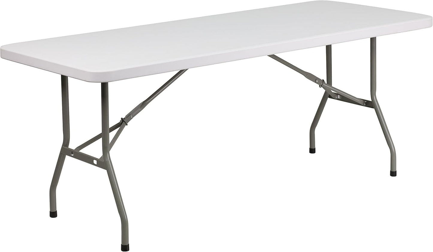 Flash Furniture Elon 6' Rectangular All-Occasion Plastic Folding Event Table, Folding Banquet Table for Indoor/Outdoor Events, White