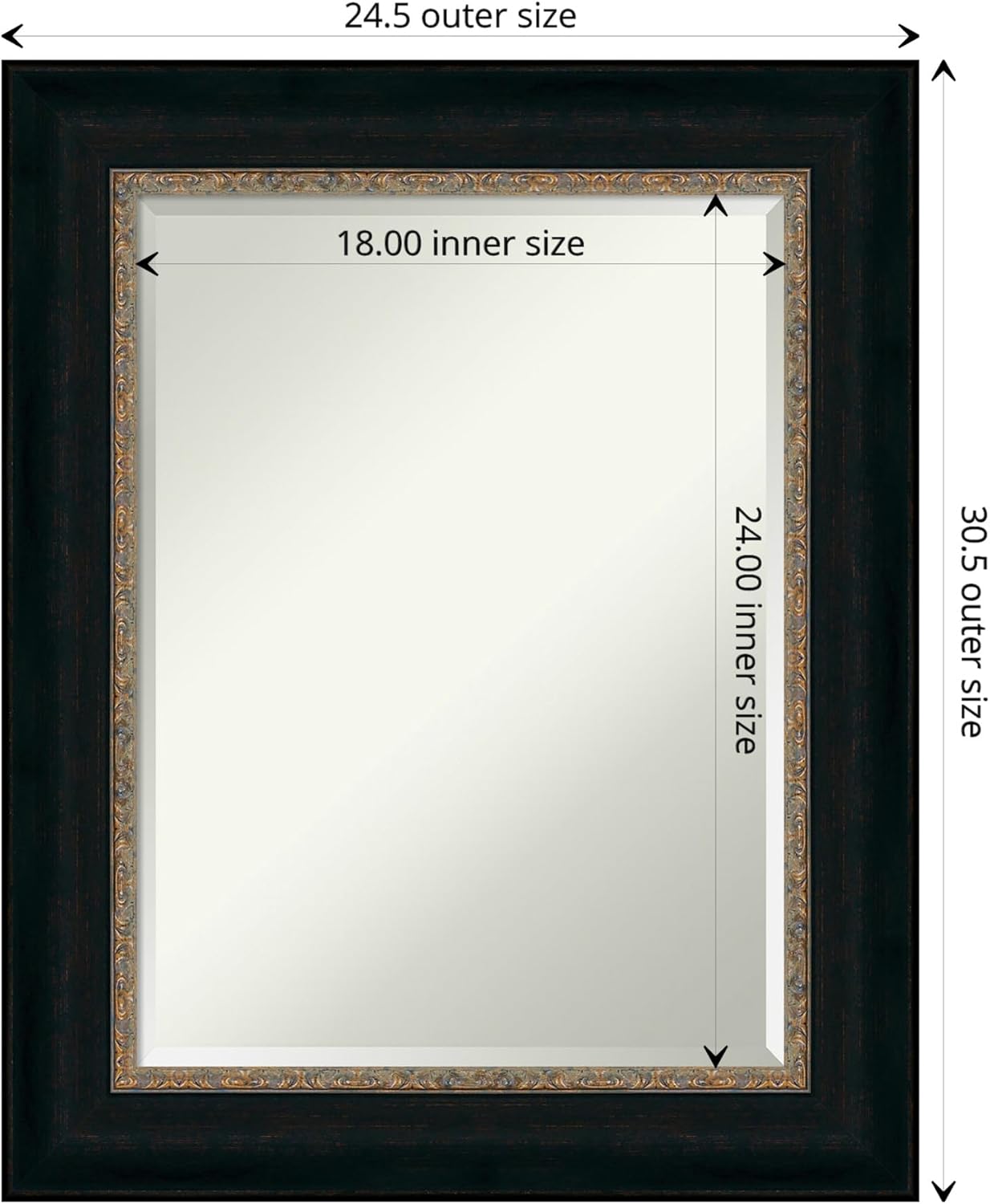 Amanti Art Bronze Bathroom Mirror for Over Sink, 31x25 Paragon Bronze Rectangle Vanity Mirror, Medium Traditional Frame, Hangs Horizonally and Vertically, Bathroom Wall Decor, Beveled Edge