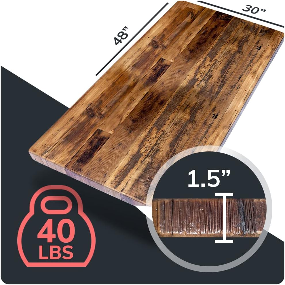 Reclaimed Wood Table Top - Rustic Recycled Wooden Piece Perfect for Kitchens, Dining and Coffee Table Tops (Reclaimed Wood Table Top - Economy, 30" x 48")