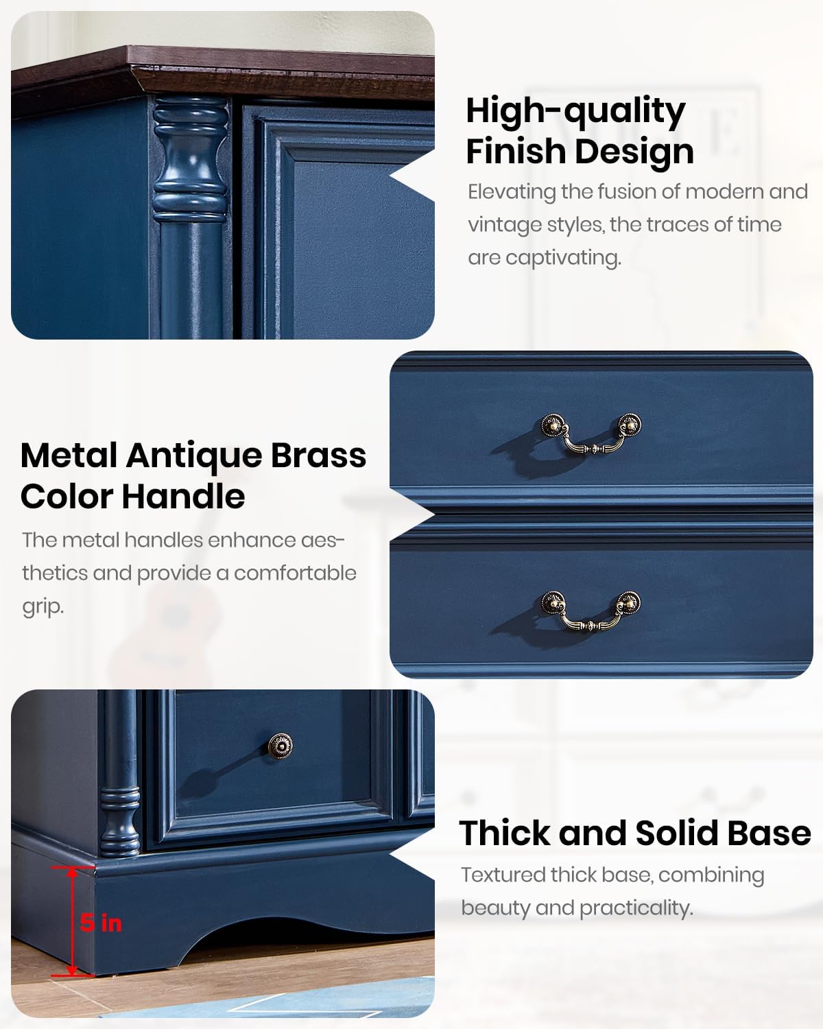 Farmhouse 8 Drawers Dresser for Bedroom with Charging Station, 54" Wide Wood Country Rustic Storage Dressers Organizer, Vintage Design Chest of Drawers TV Stand for Bedroom, Living Room