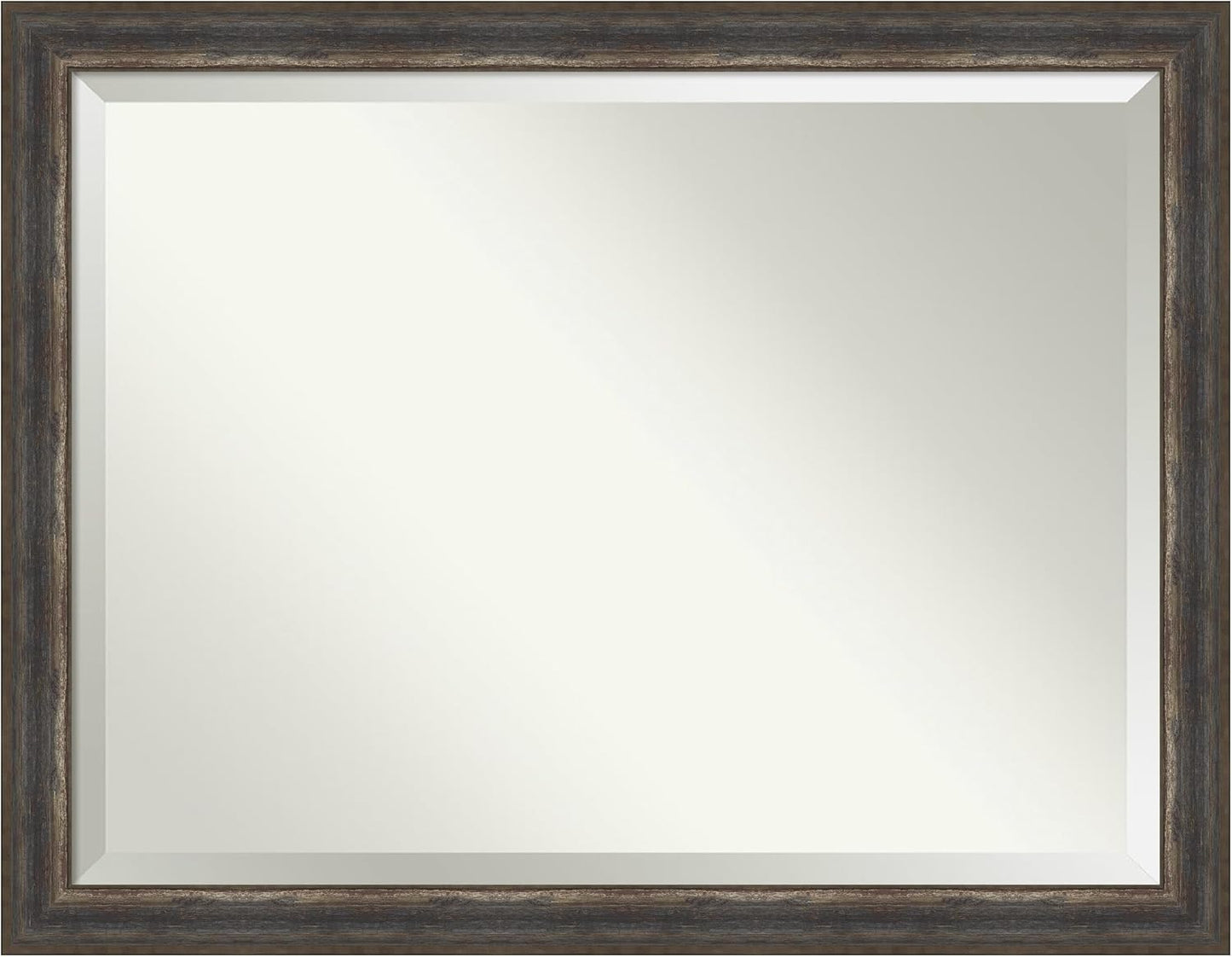 Amanti Art Brown Wall Mirror 35x45 Alta Rustic Char Rectangle Bathroom Mirror for Wall Decor Living Room, X-Large Rustic Farmhouse Frame, Hangs Horizonally and Vertically, Bathroom Decor, Beveled Edge