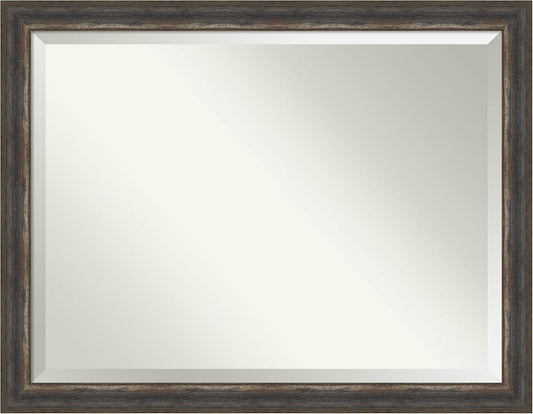 Amanti Art Brown Wall Mirror 35x45 Alta Rustic Char Rectangle Bathroom Mirror for Wall Decor Living Room, X-Large Rustic Farmhouse Frame, Hangs Horizonally and Vertically, Bathroom Decor, Beveled Edge