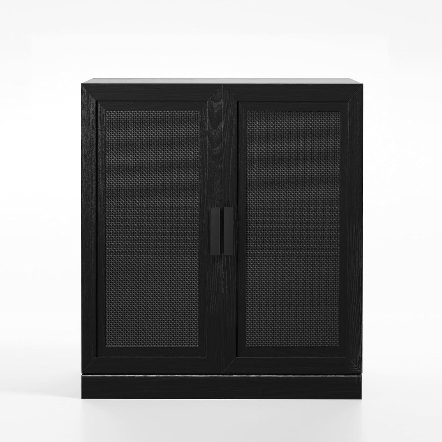 Buffet Cabinet, 2-Doors Sideboard Cabinet with Rattan Panels, Buffet Console Accent Table for Hallway Entryway Dining Room, 36", Black